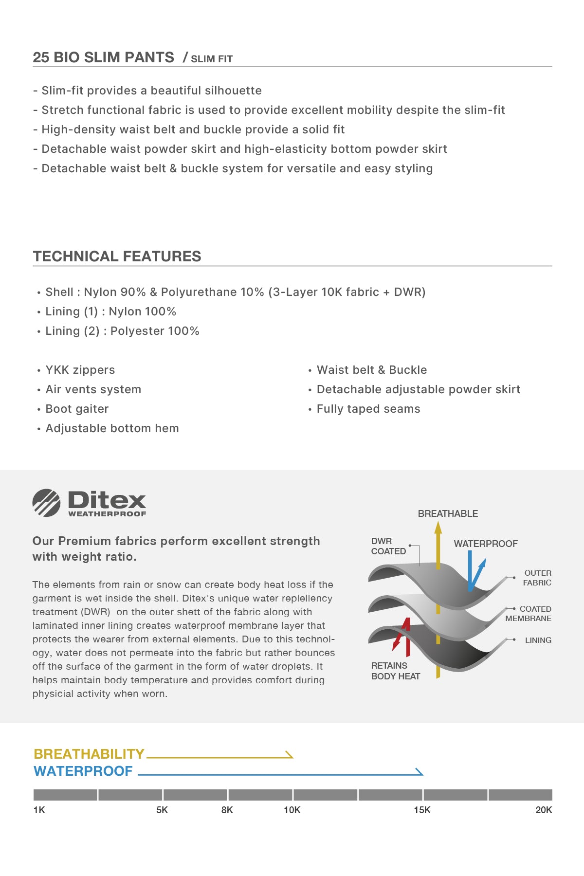 VERT 25 BIO SLIM PANTS (SLIM FIT) COOL WHITE