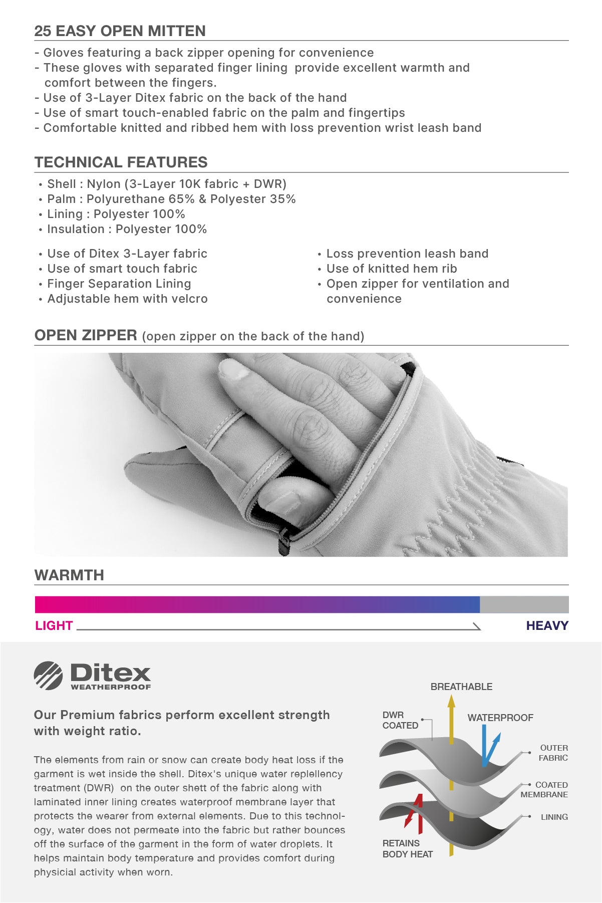 VERT 25 EASY OPEN MITTEN LEO WHITE