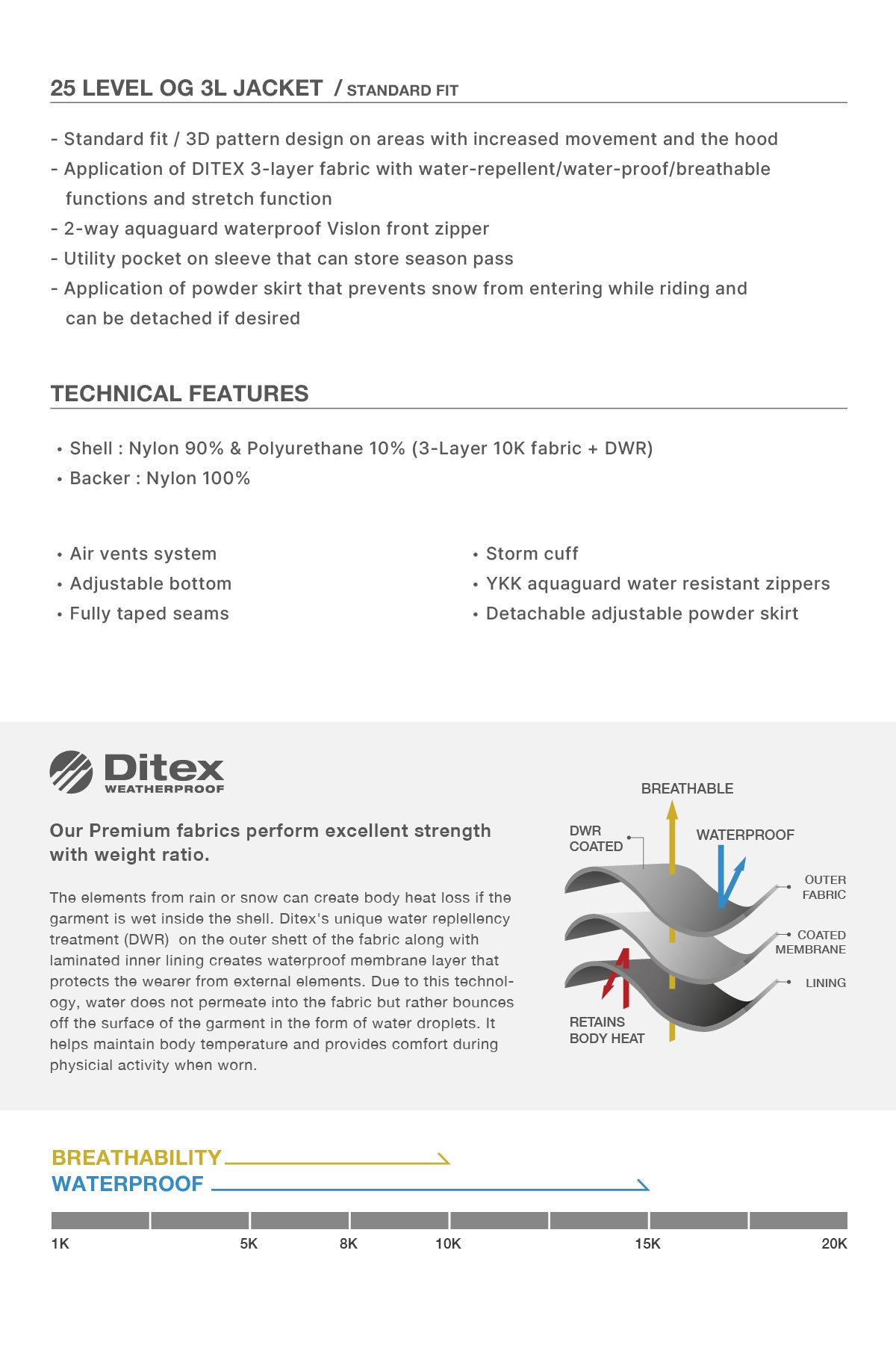 VERT 25 LEVEL OG 3L JACKET LIGHT TAFFY