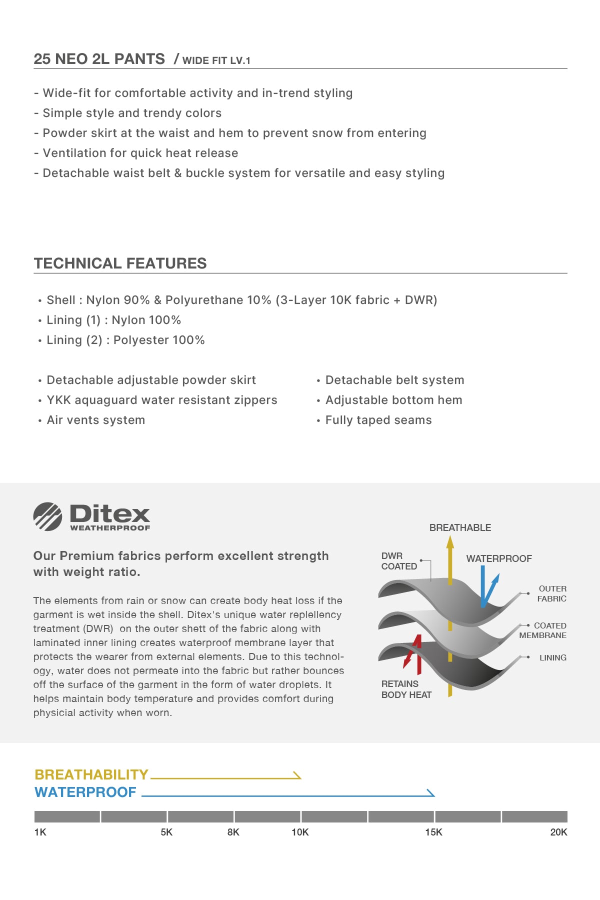 VERT 25 NEO 2L PANTS (WIDE FIT LV.1) BLACK