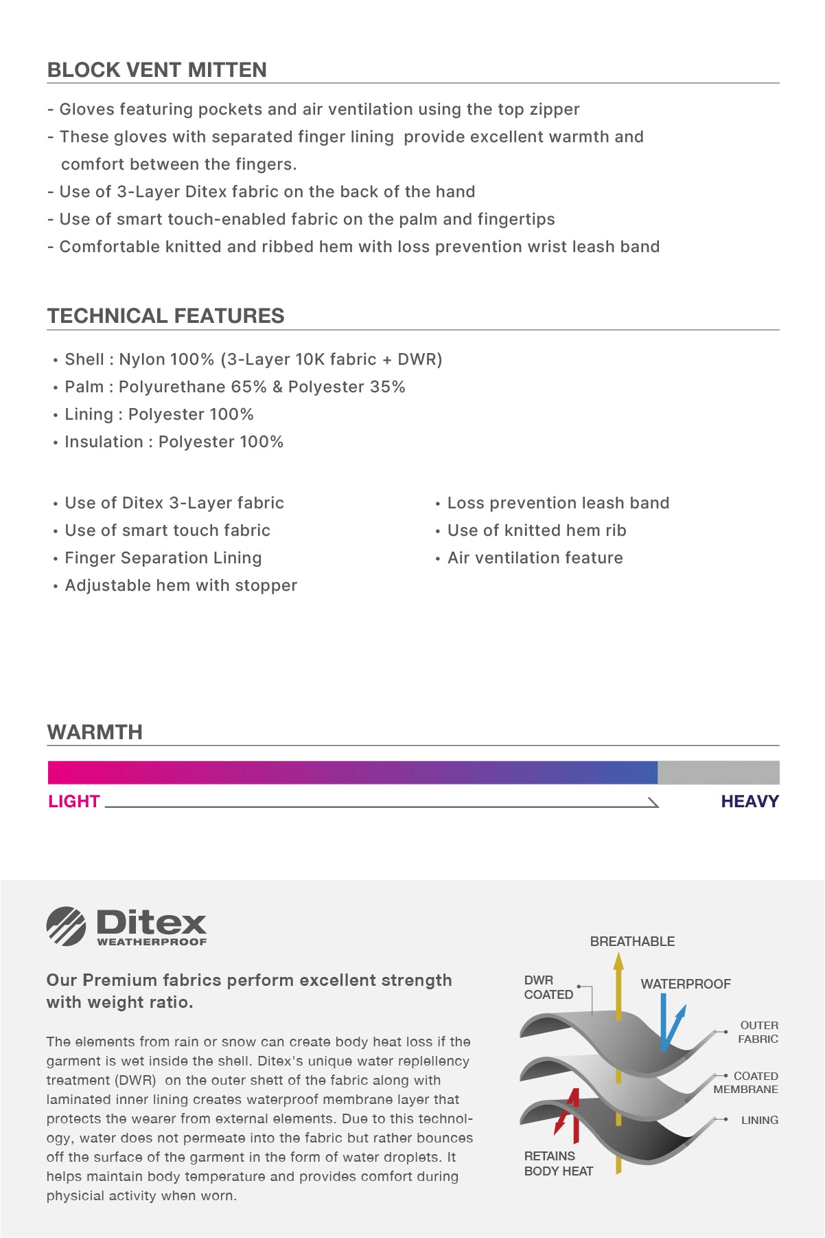 VERT BLOCK VENT MITTEN DARK BROWN
