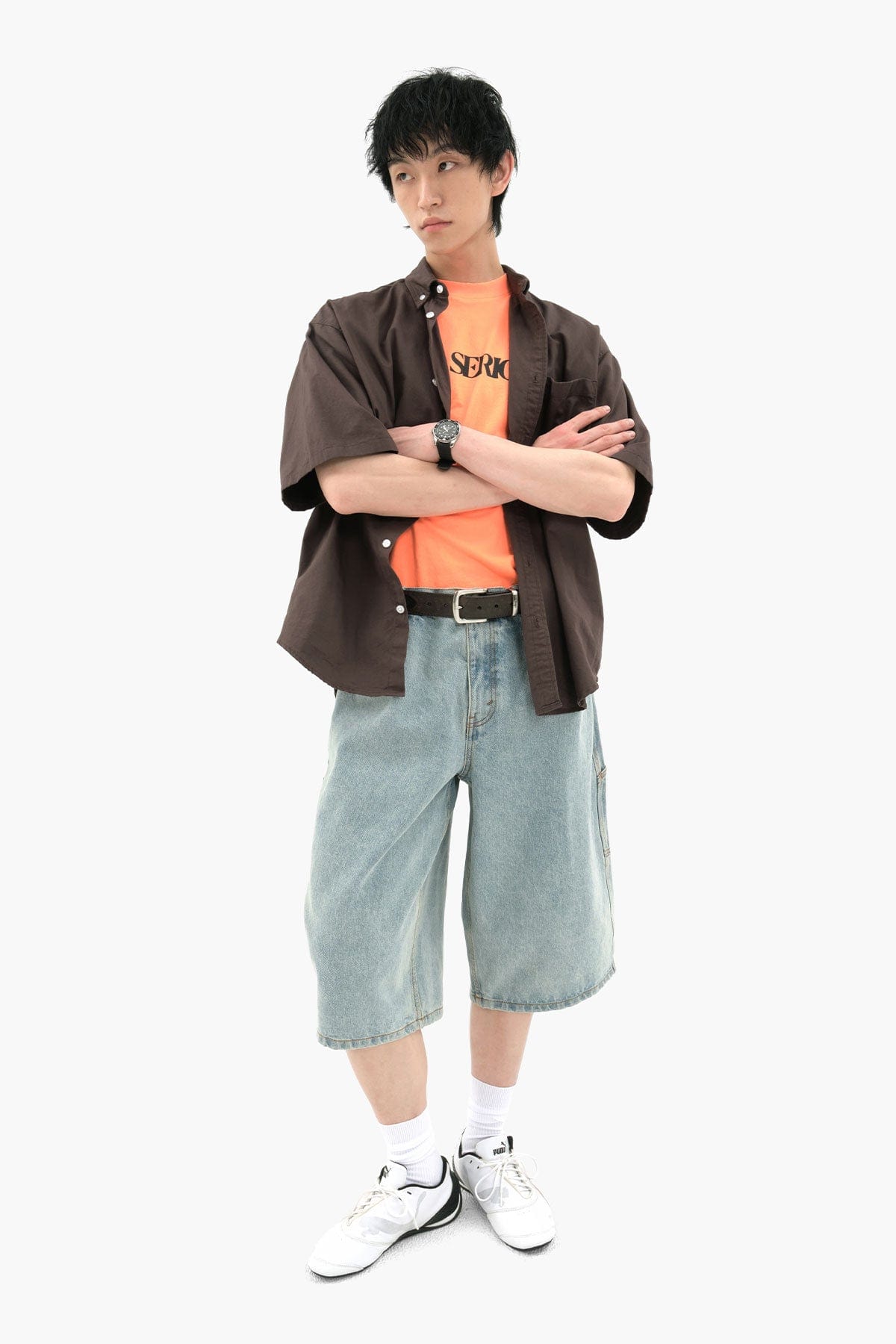 [PROMO] CARPENTER DENIM SHORTS (LONG & LOOSE FIT) LIGHT BLUE