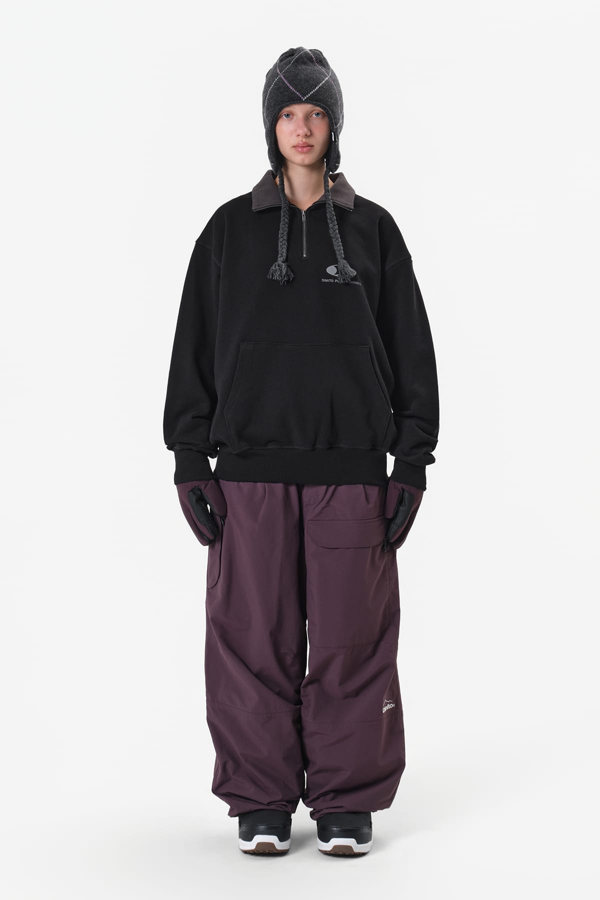 [INVITED] CIRCLE LOGO HALF ZIP SWEATSHIRT BLACK