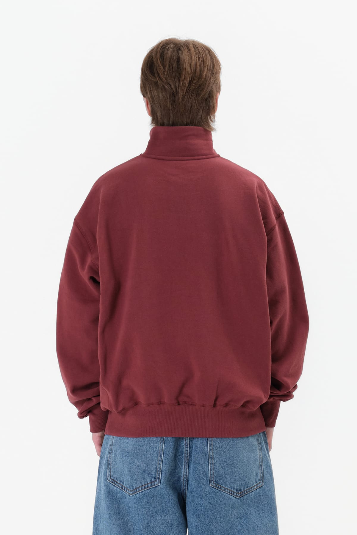 [INVITED] CIRCLE LOGO HALF ZIP SWEATSHIRT BURGUNDY
