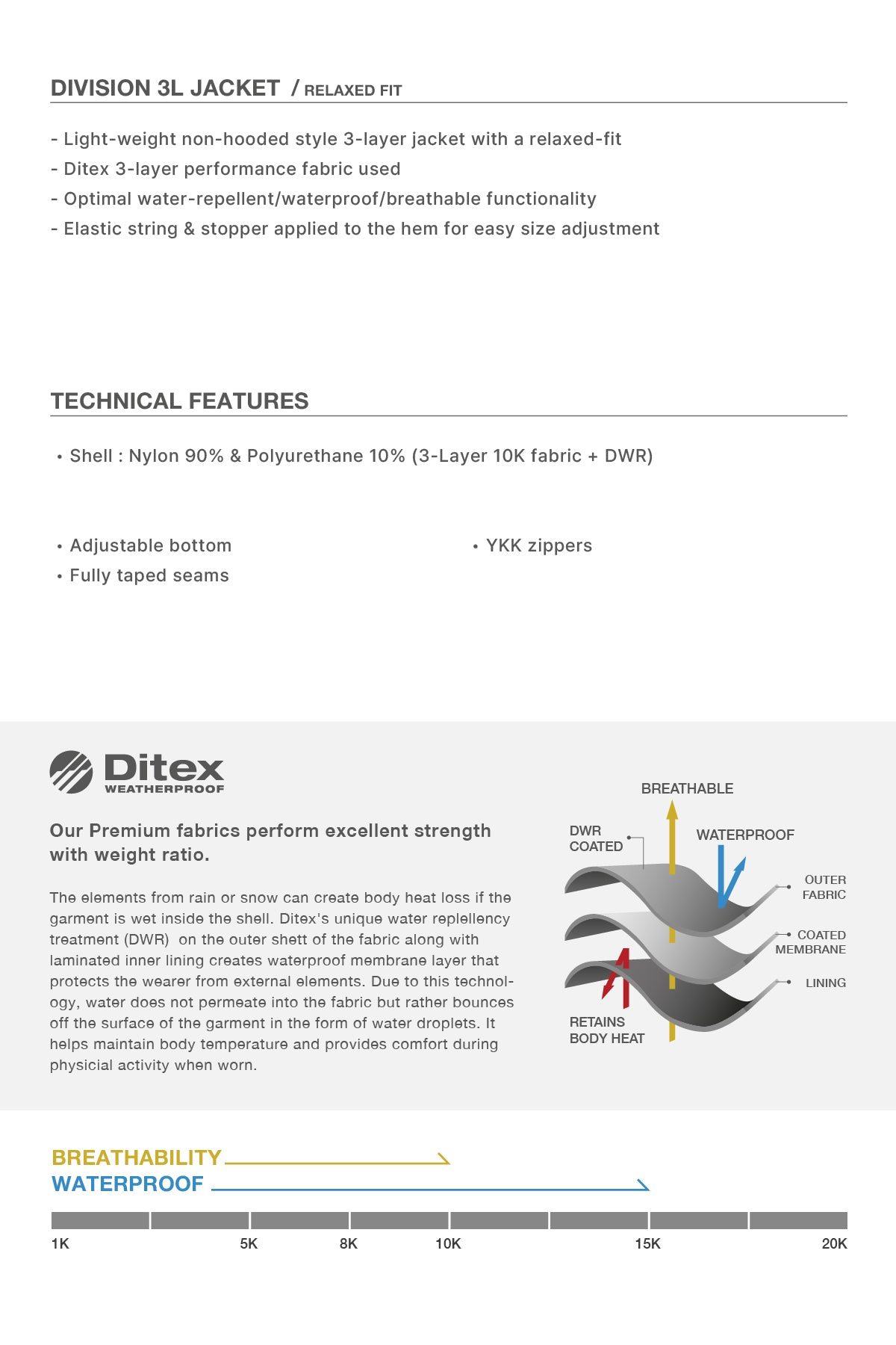 VERT DIVISION 3L JACKET COOL GREY