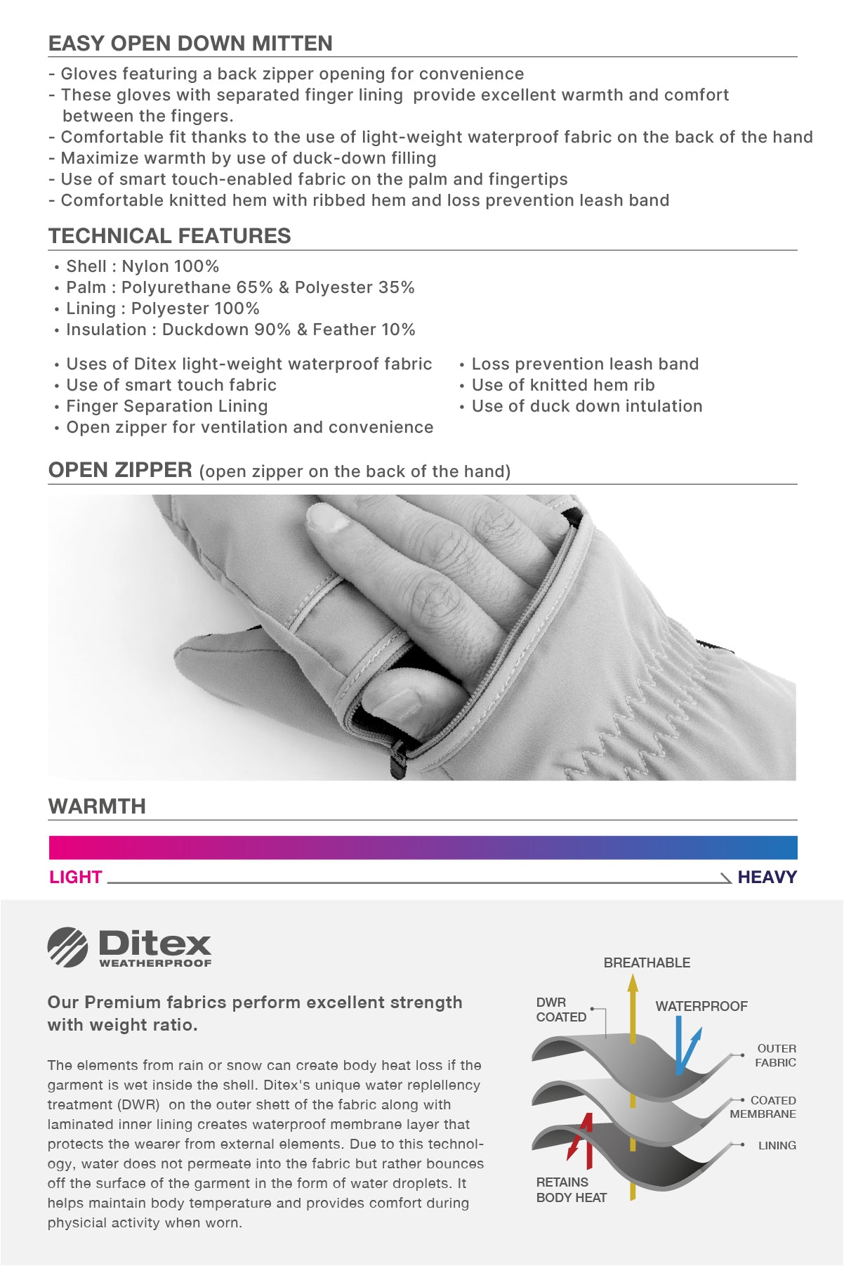 VERT EASY OPEN DOWN MITTEN BROWN TREE
