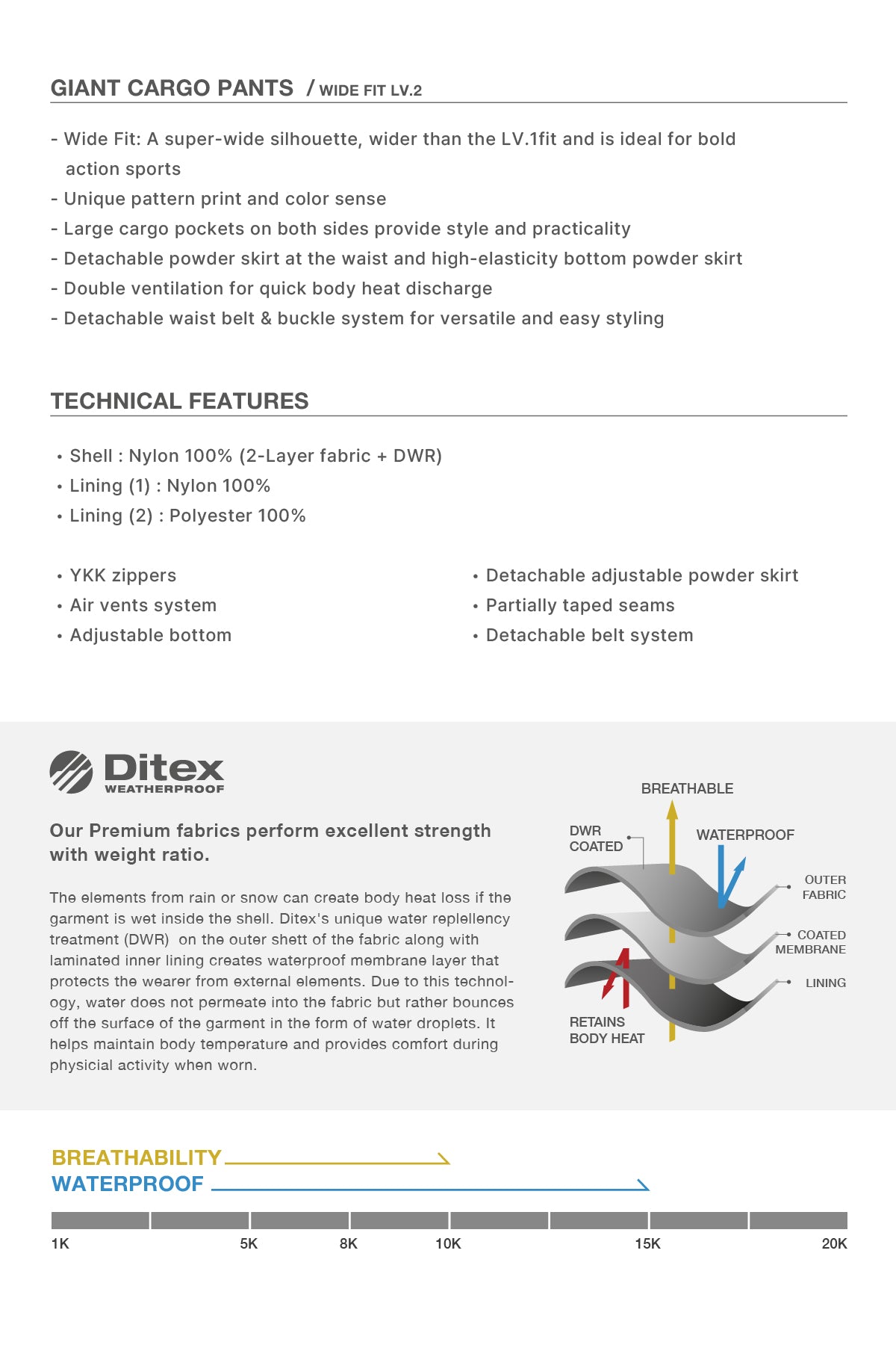 VERT GIANT CARGO PANTS (WIDE FIT LV.2) BROWN