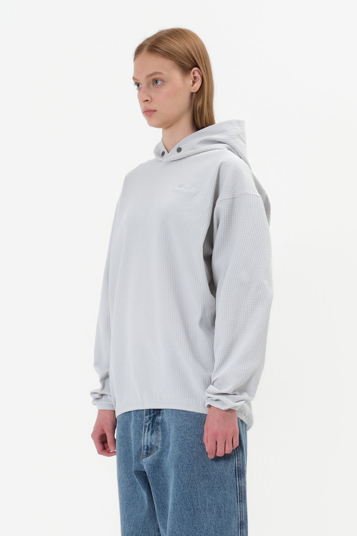 VERT LIGHT WEIGHT WAFFLE HOODIE MIST GREY