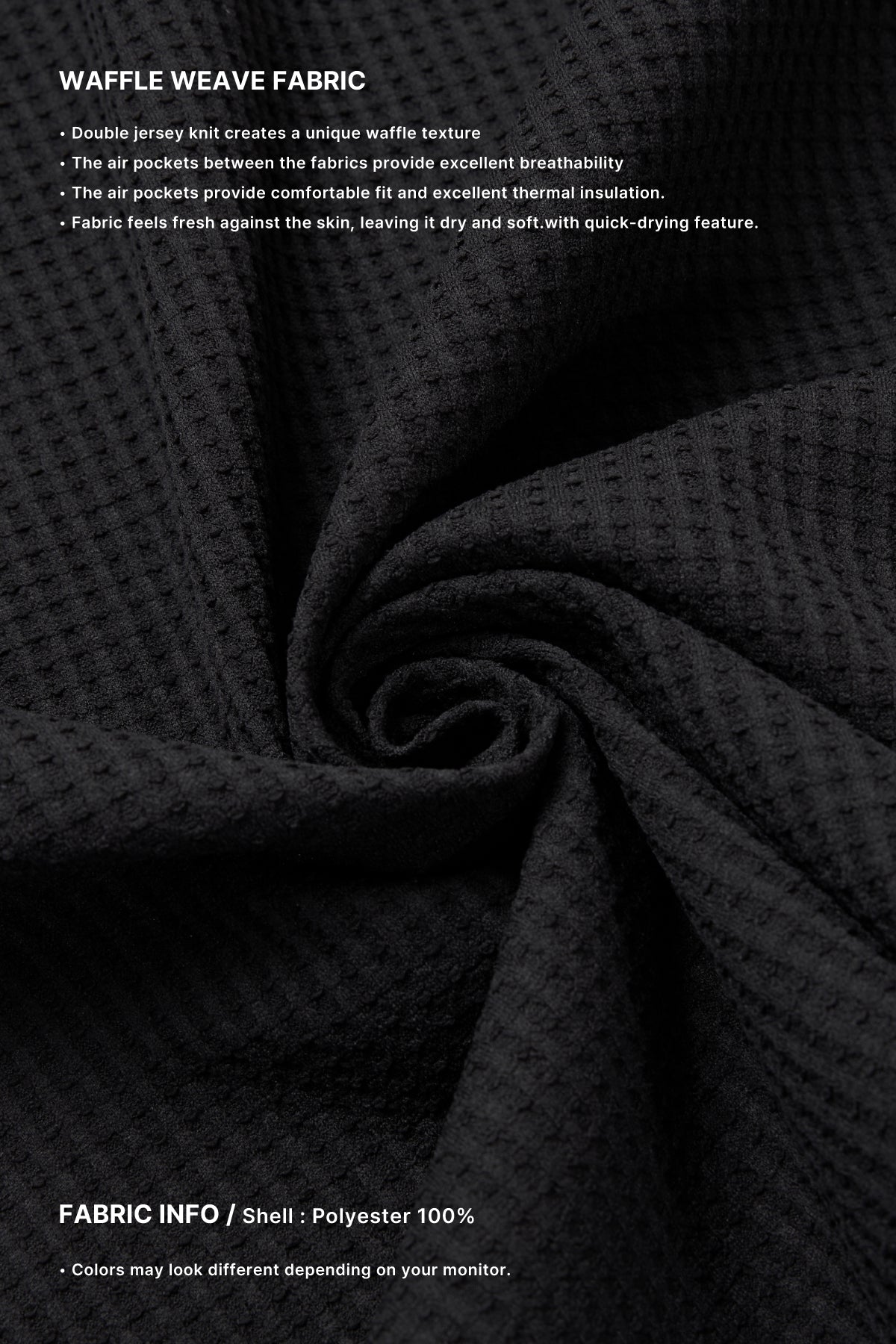 VERT LIGHT WEIGHT WAFFLE LSV TEE BLACK