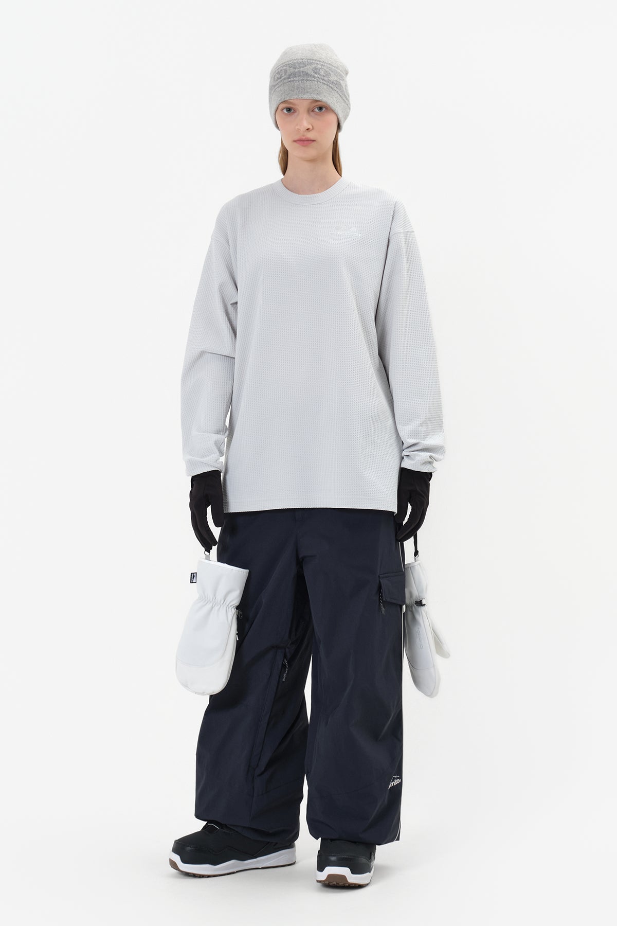 VERT LIGHT WEIGHT WAFFLE LSV TEE MIST GREY