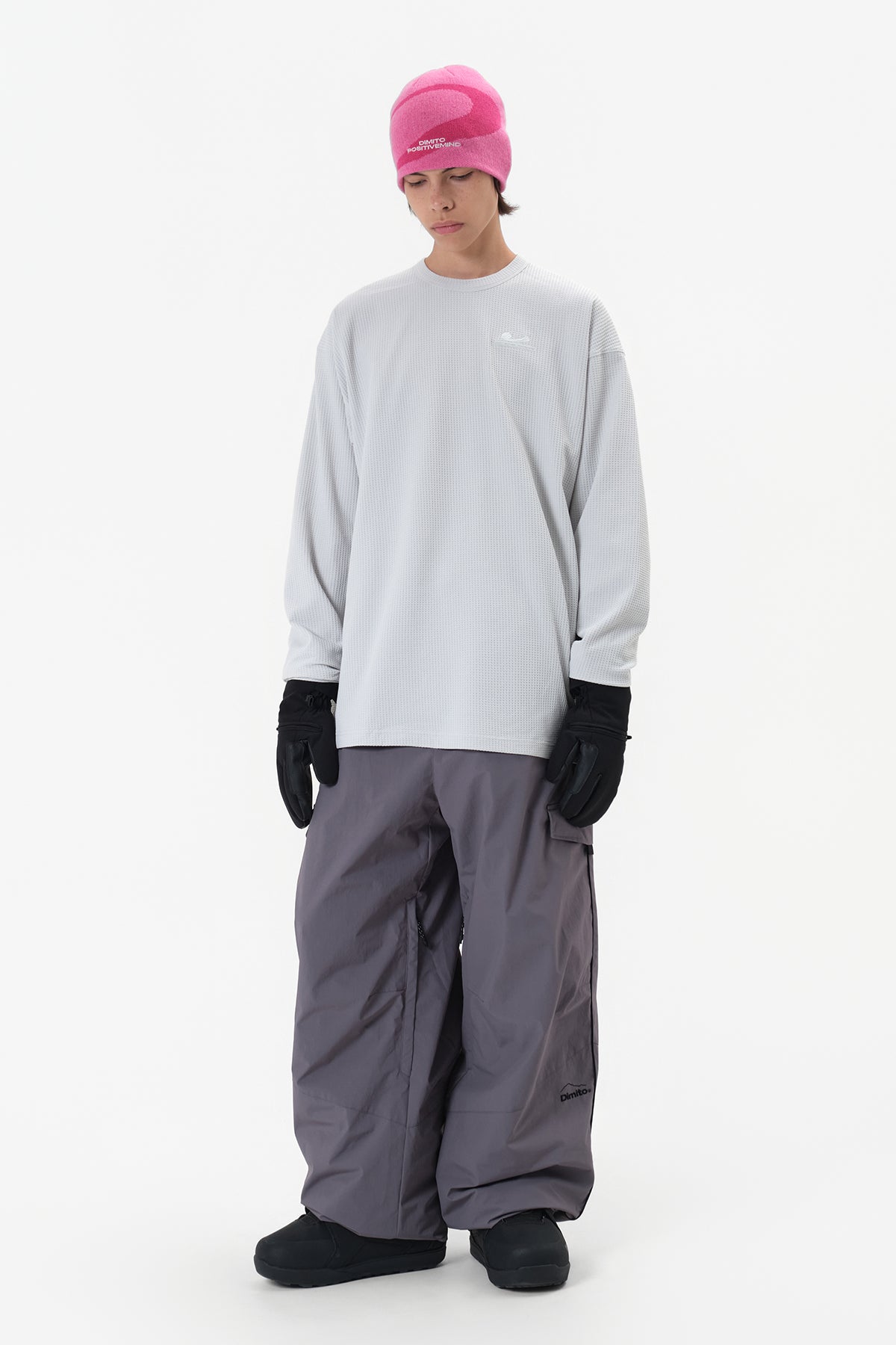 VERT LIGHT WEIGHT WAFFLE LSV TEE MIST GREY