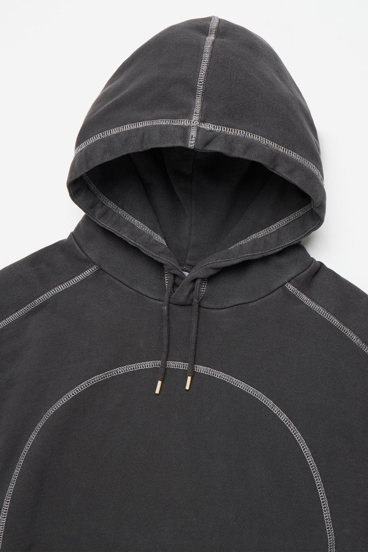 VERT LINE STITCHED GD HOODIE CHARCOAL