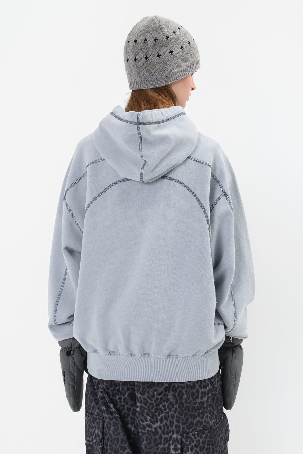 VERT LINE STITCHED GD HOODIE ICE