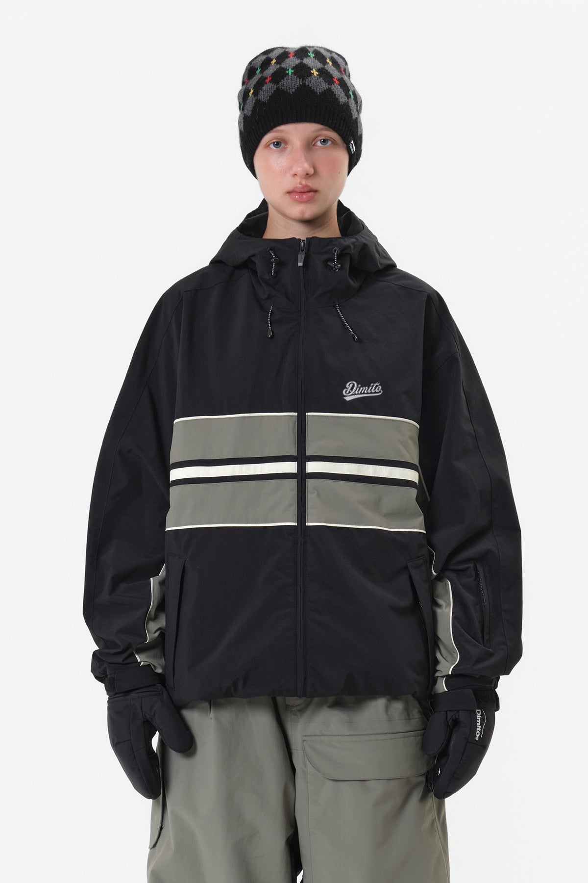[INVITED] LINE WIND JACKET BLACK
