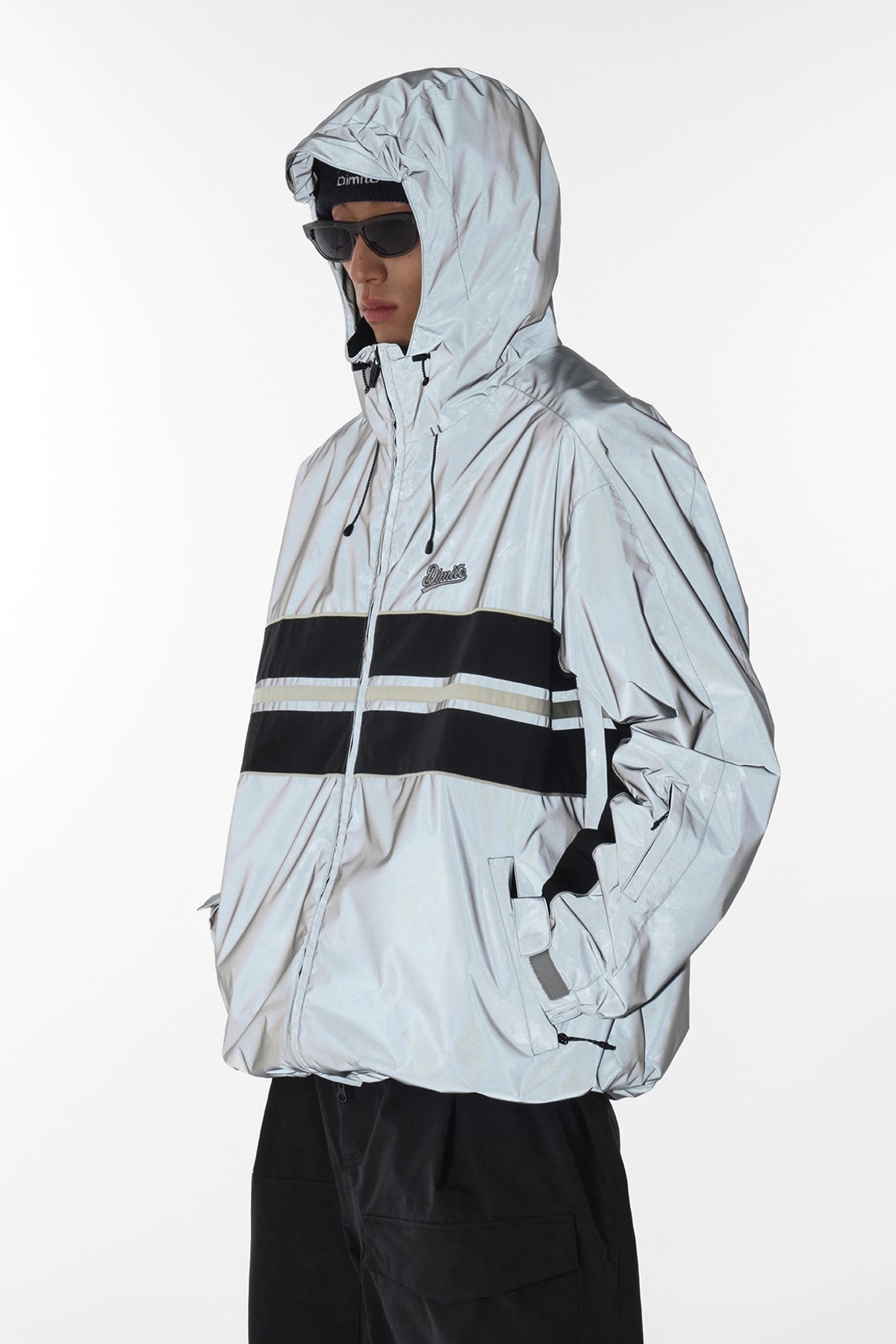 VERT LINE WIND JACKET REFLECTIVE SILVER