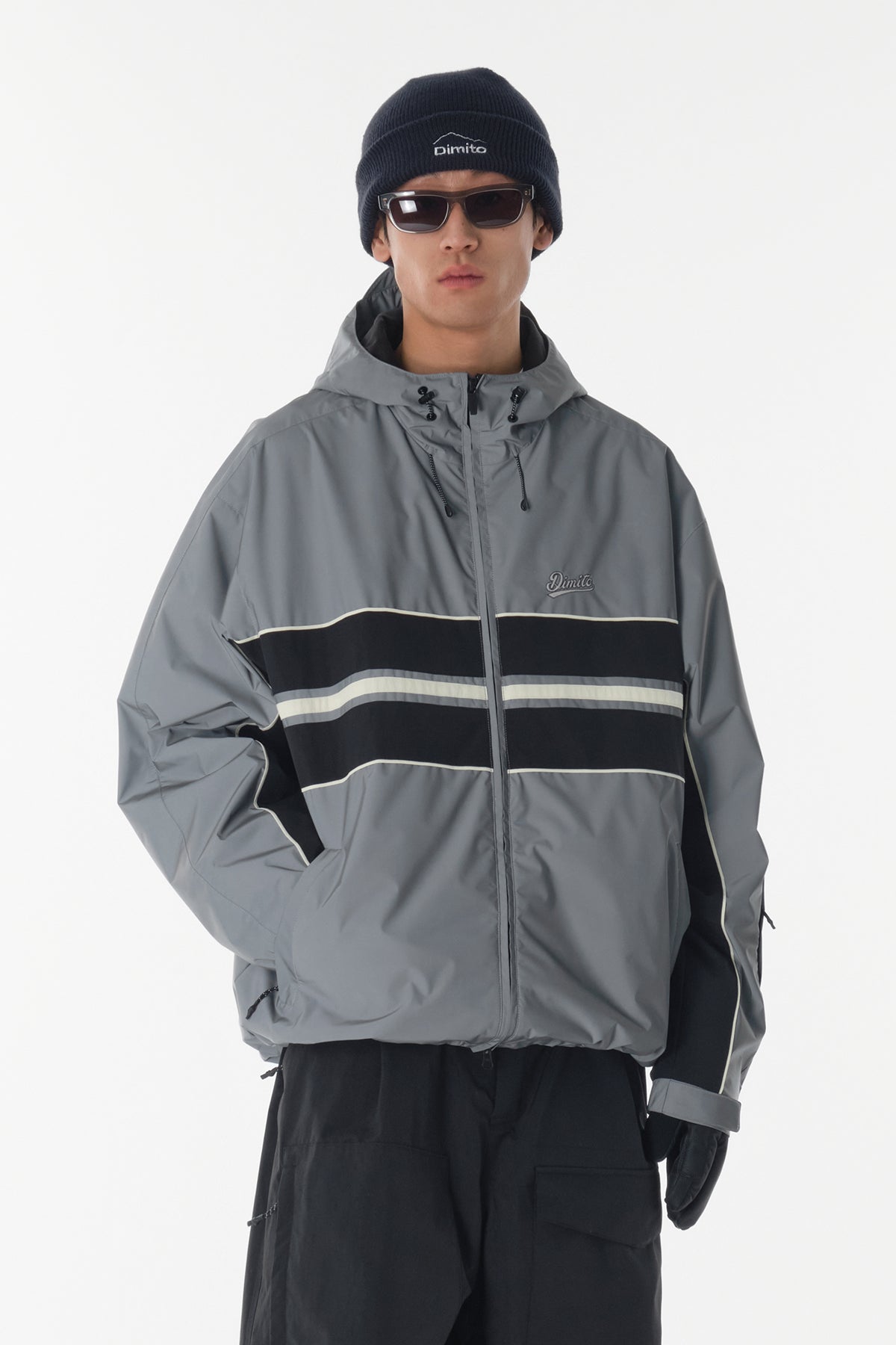 VERT LINE WIND JACKET REFLECTIVE SILVER