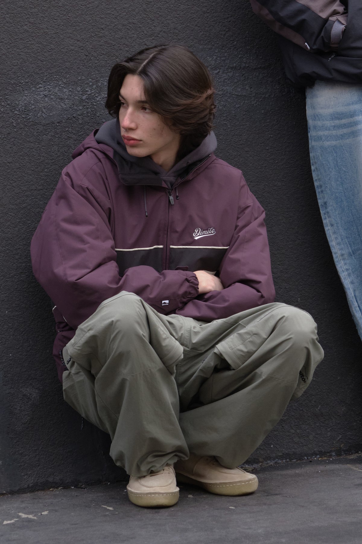 VERT LINE WIND JACKET WINE