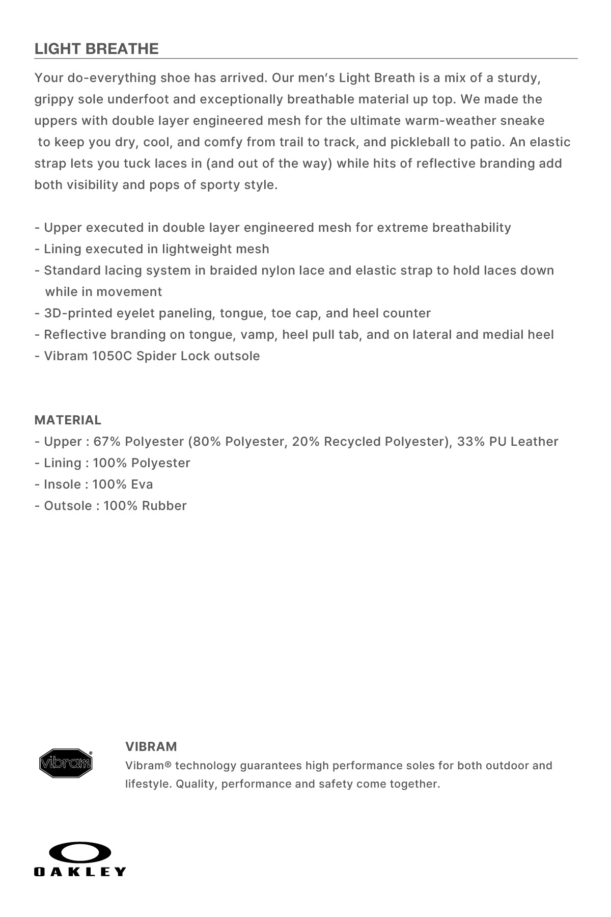 VERT [OAKLEY] LIGHT BREATHE TRIPLE BLACK