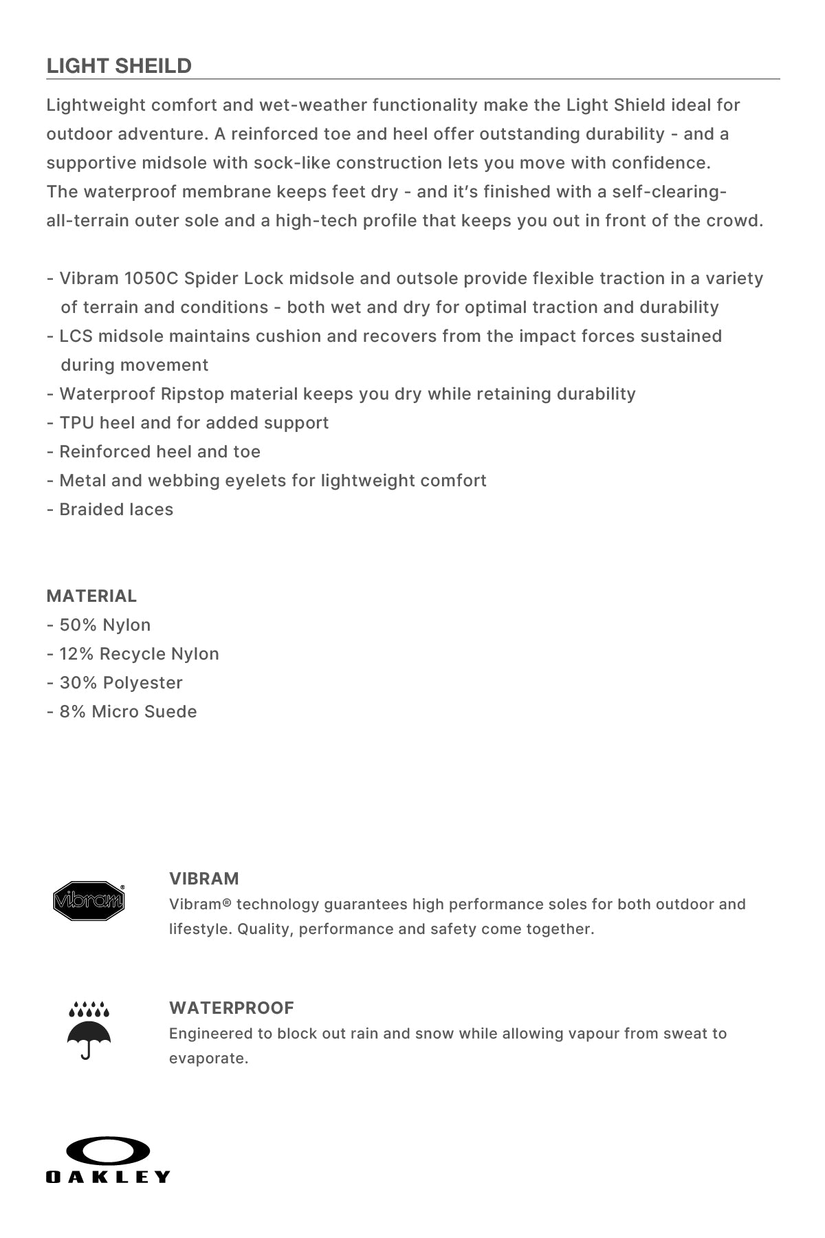 VERT [OAKLEY] LIGHT SHIELD TRIPLE BLACK