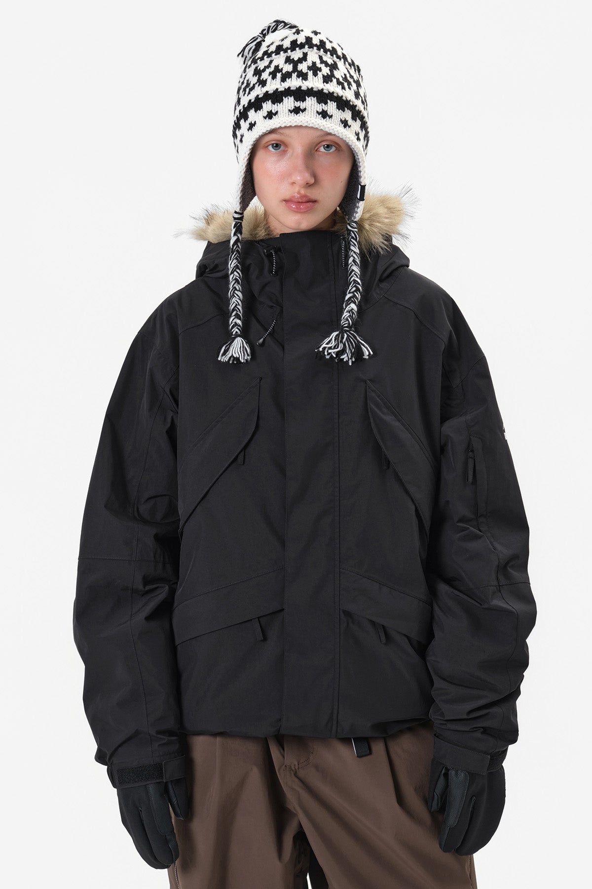 VERT ONE-SIZE 25 CROCHET EAR FLAP BEANIE WHITE