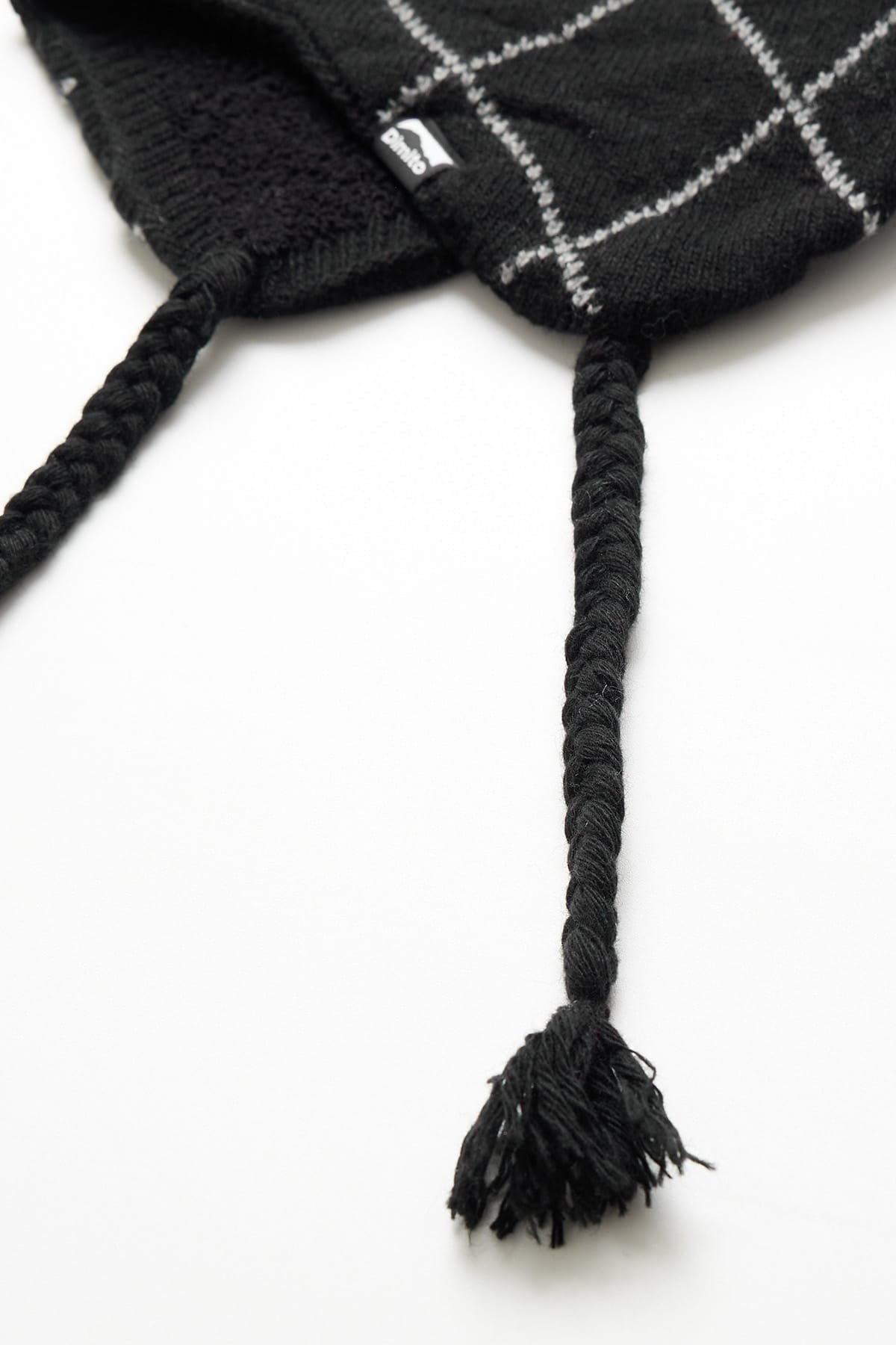 [INVITED] BASIC ARGYLE EAR FLAP BEANIE BLACK