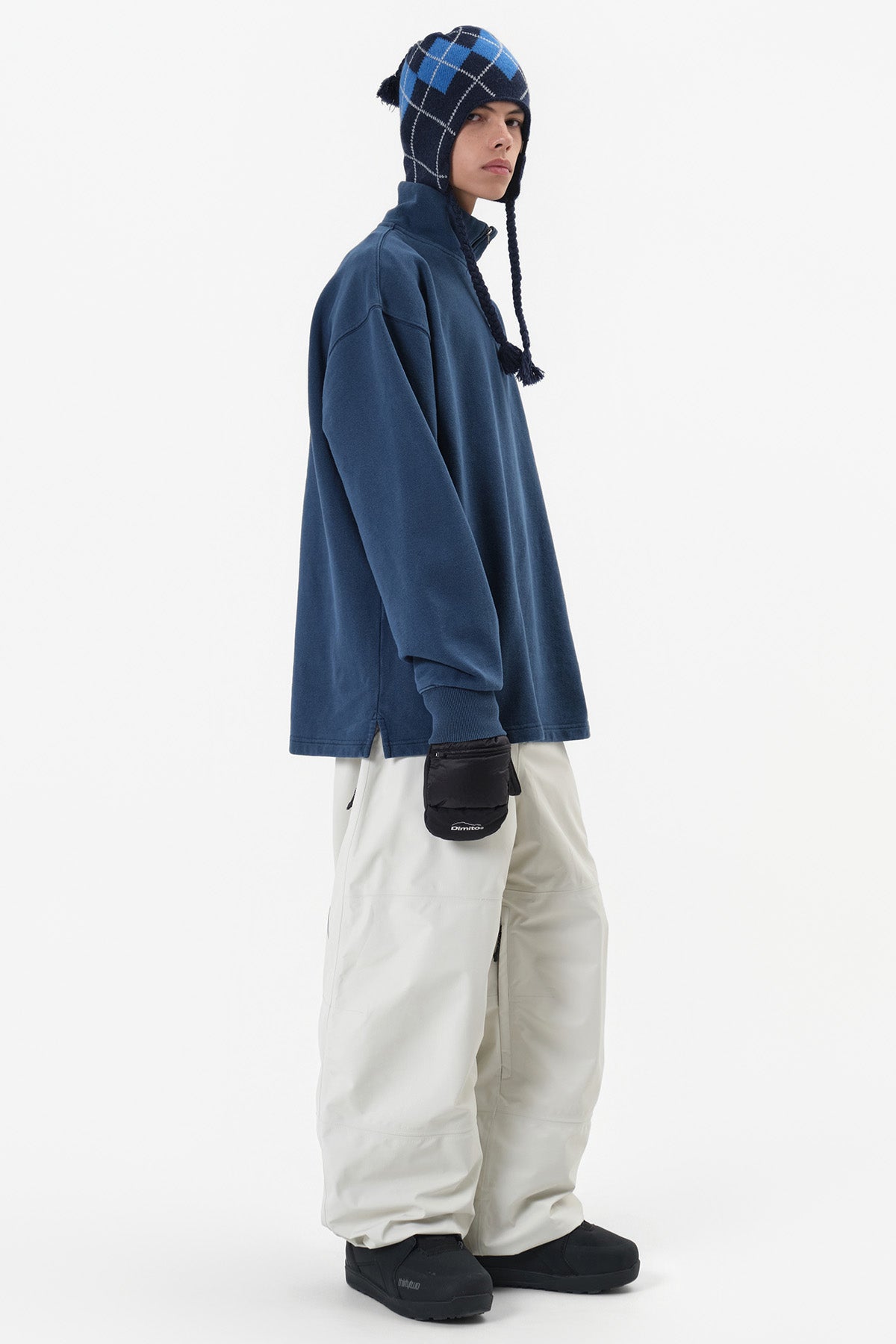 VERT ONE-SIZE BASIC ARGYLE EAR FLAP BEANIE GLACIER