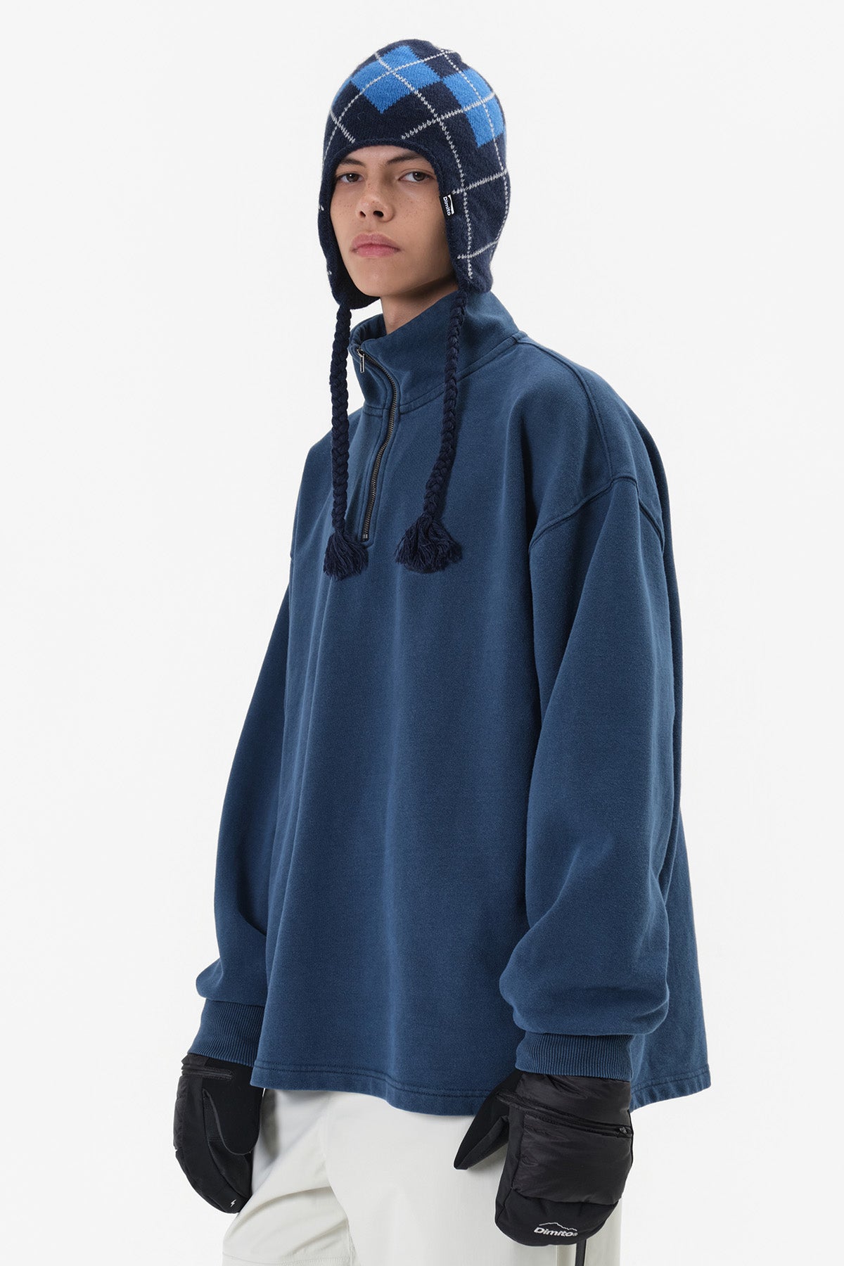 VERT ONE-SIZE BASIC ARGYLE EAR FLAP BEANIE GLACIER