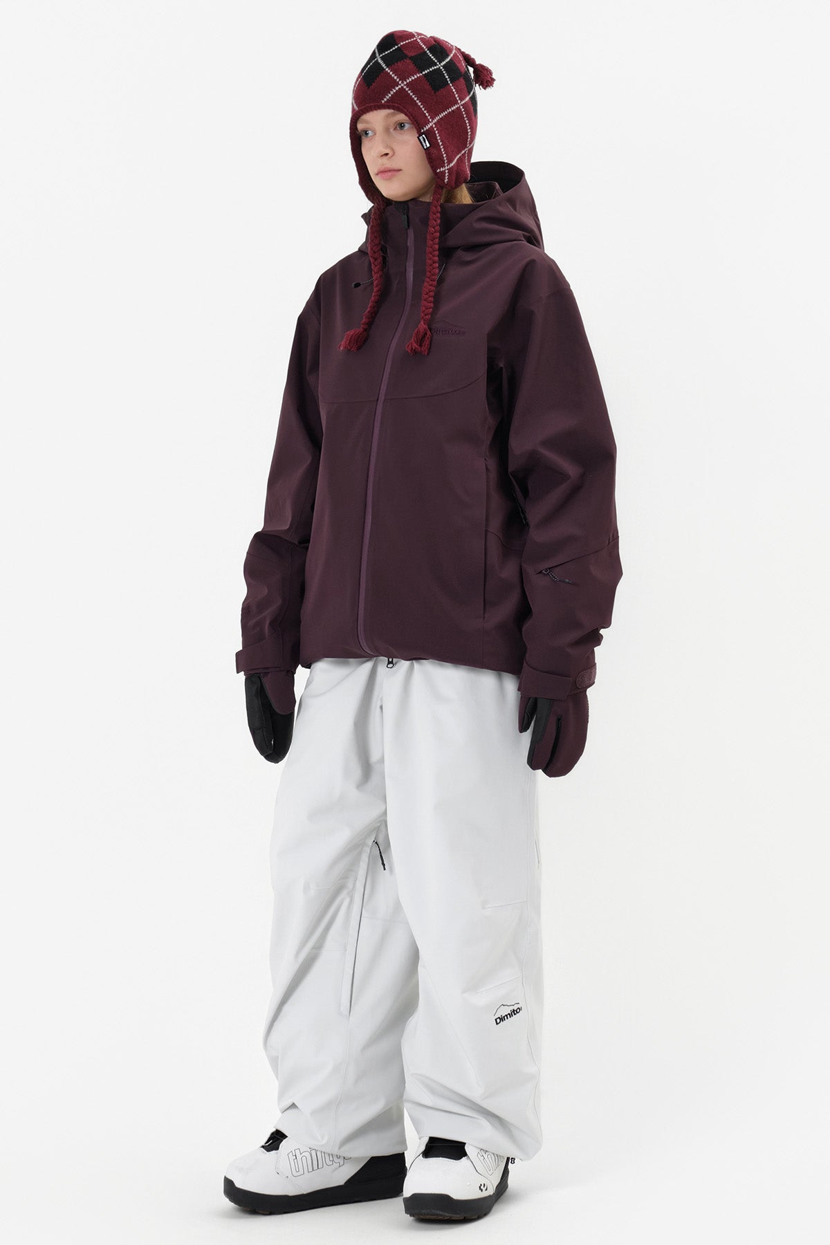 VERT ONE-SIZE BASIC ARGYLE EAR FLAP BEANIE MULLED WINE