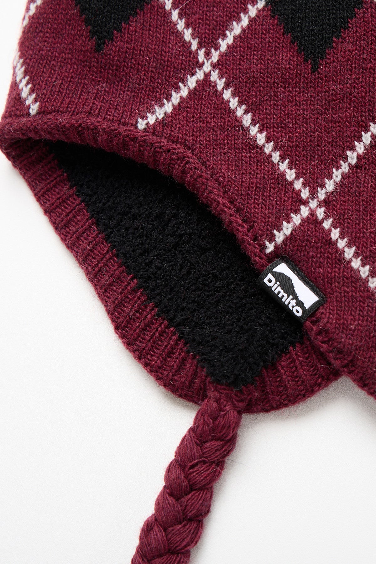 VERT ONE-SIZE BASIC ARGYLE EAR FLAP BEANIE MULLED WINE