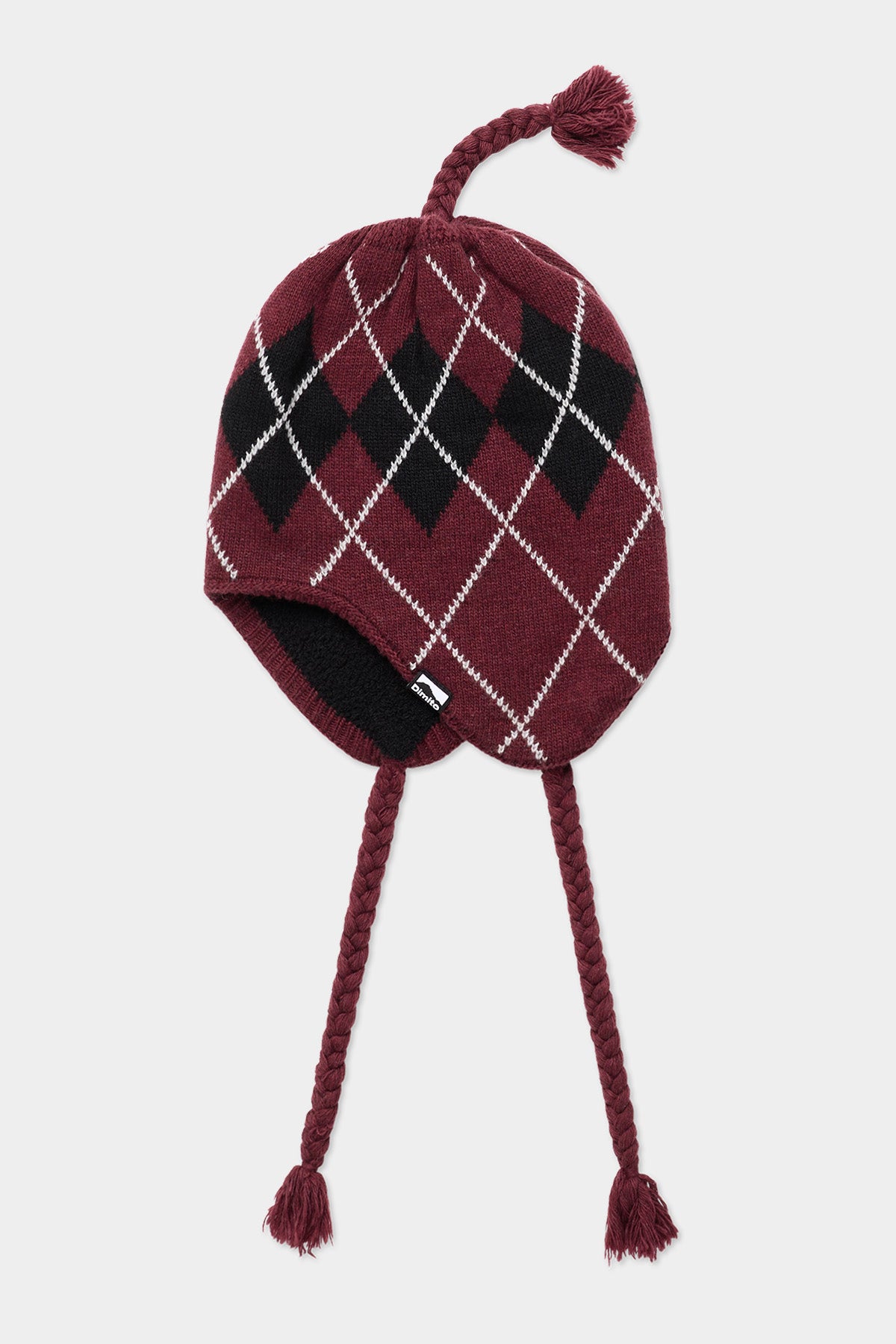 VERT ONE-SIZE BASIC ARGYLE EAR FLAP BEANIE MULLED WINE