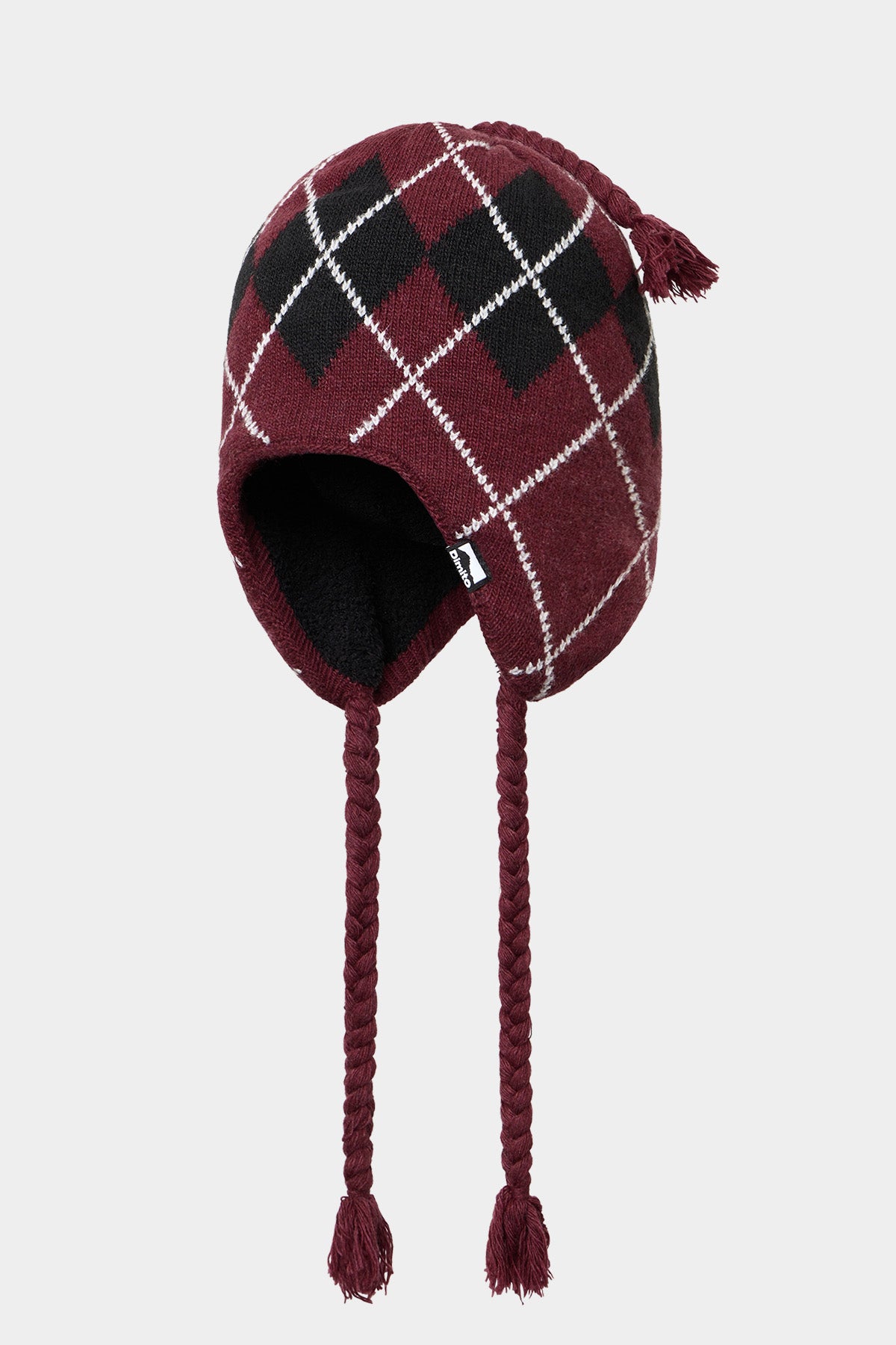 VERT ONE-SIZE BASIC ARGYLE EAR FLAP BEANIE MULLED WINE