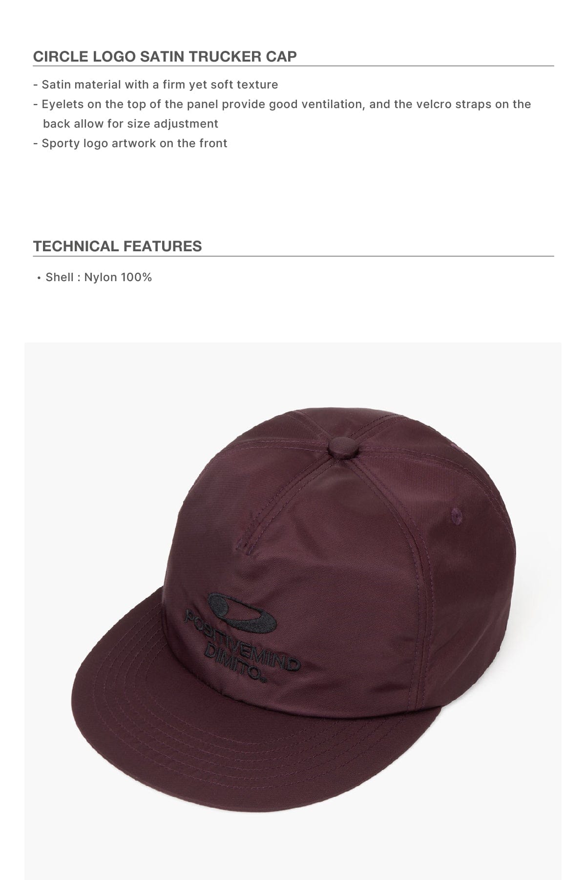 VERT ONE-SIZE CIRCLE LOGO SATIN TRUCKER CAP WINE