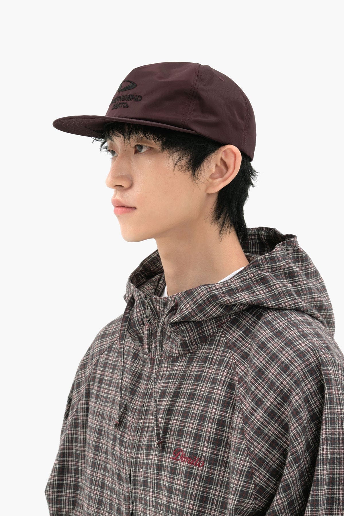 [INVITED] CIRCLE LOGO SATIN TRUCKER CAP WINE