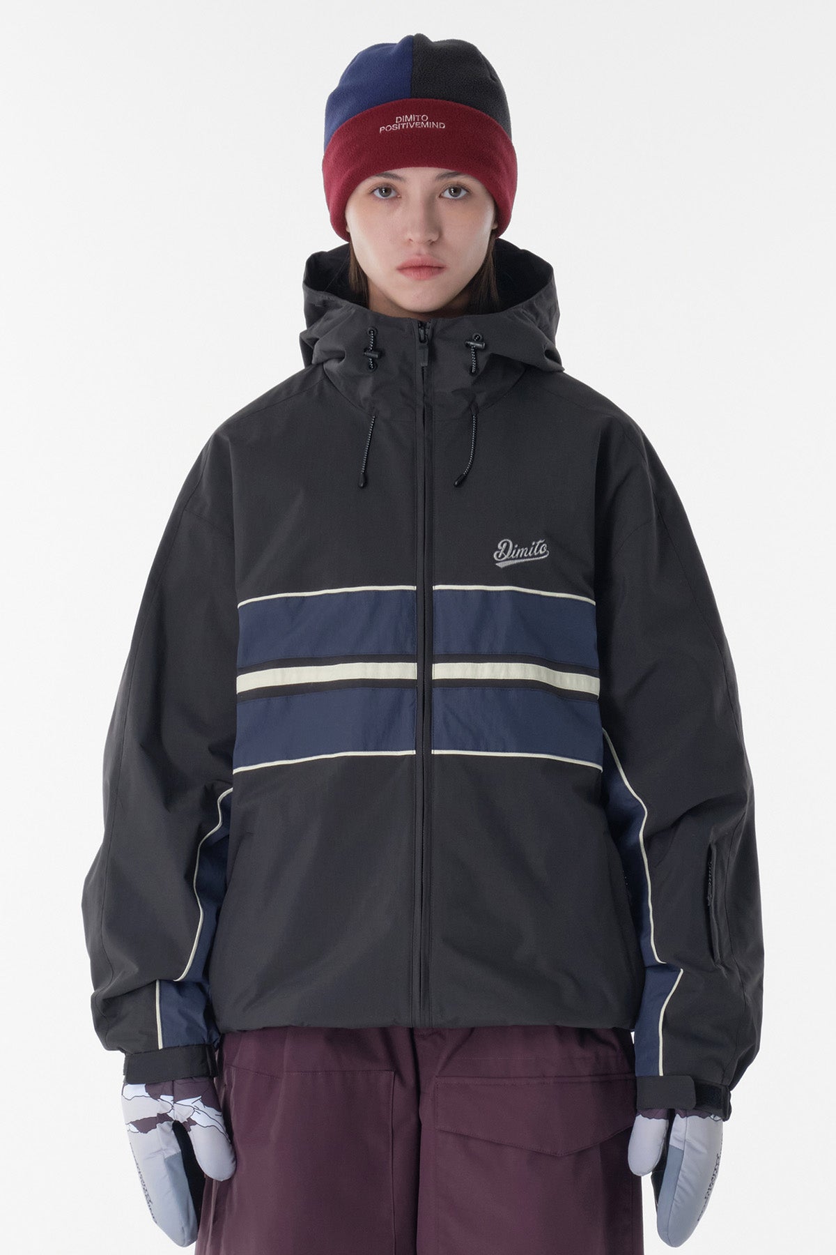 [INVITED] COLOR BLOCK FLEECE BEANIE WINE