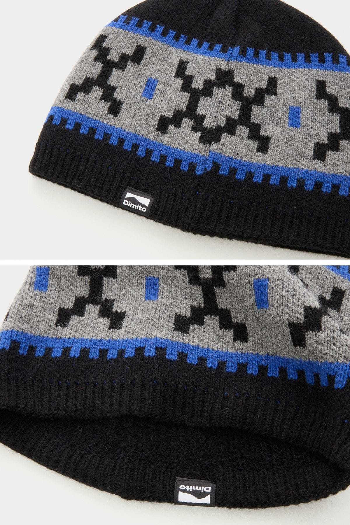 [INVITED] CROCHET BLOCK BEANIE BLACK