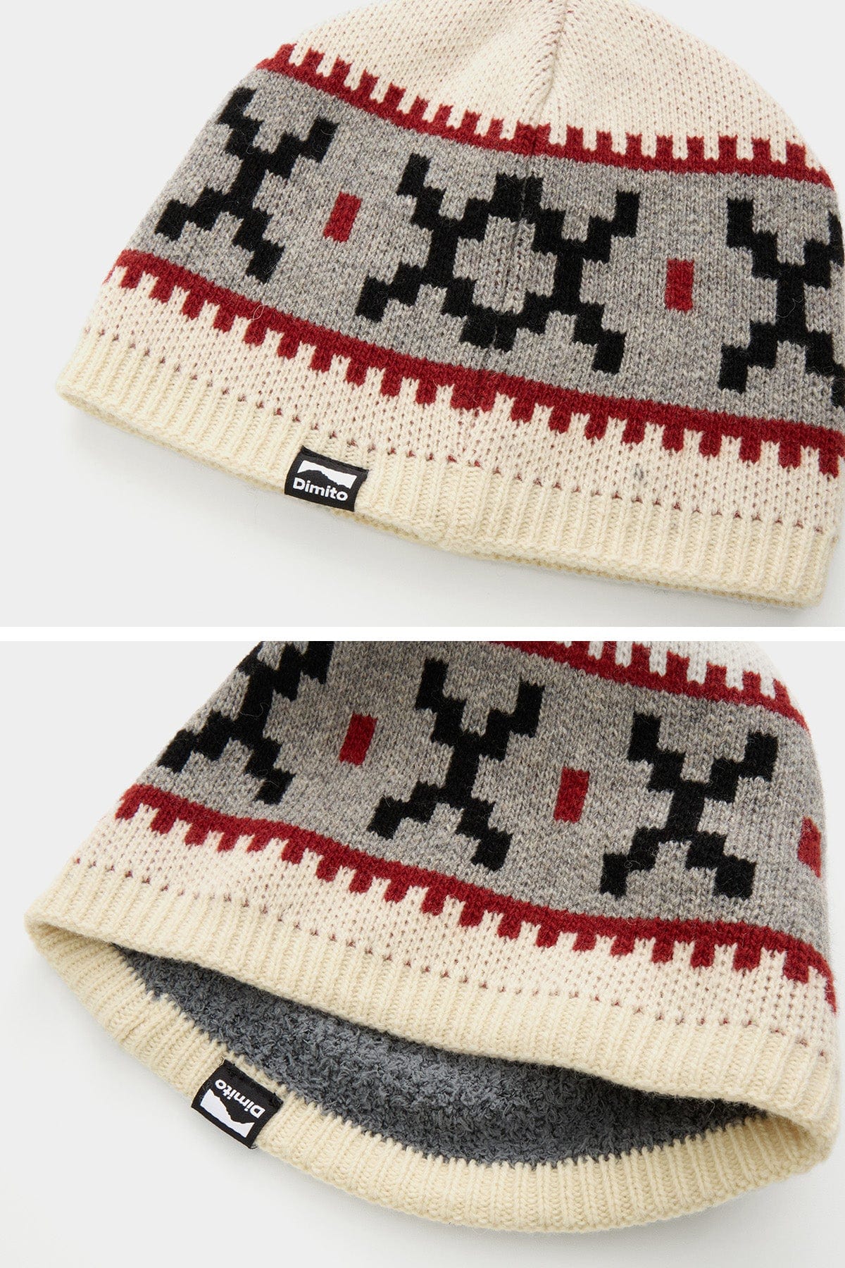 [INVITED] CROCHET BLOCK BEANIE IVORY