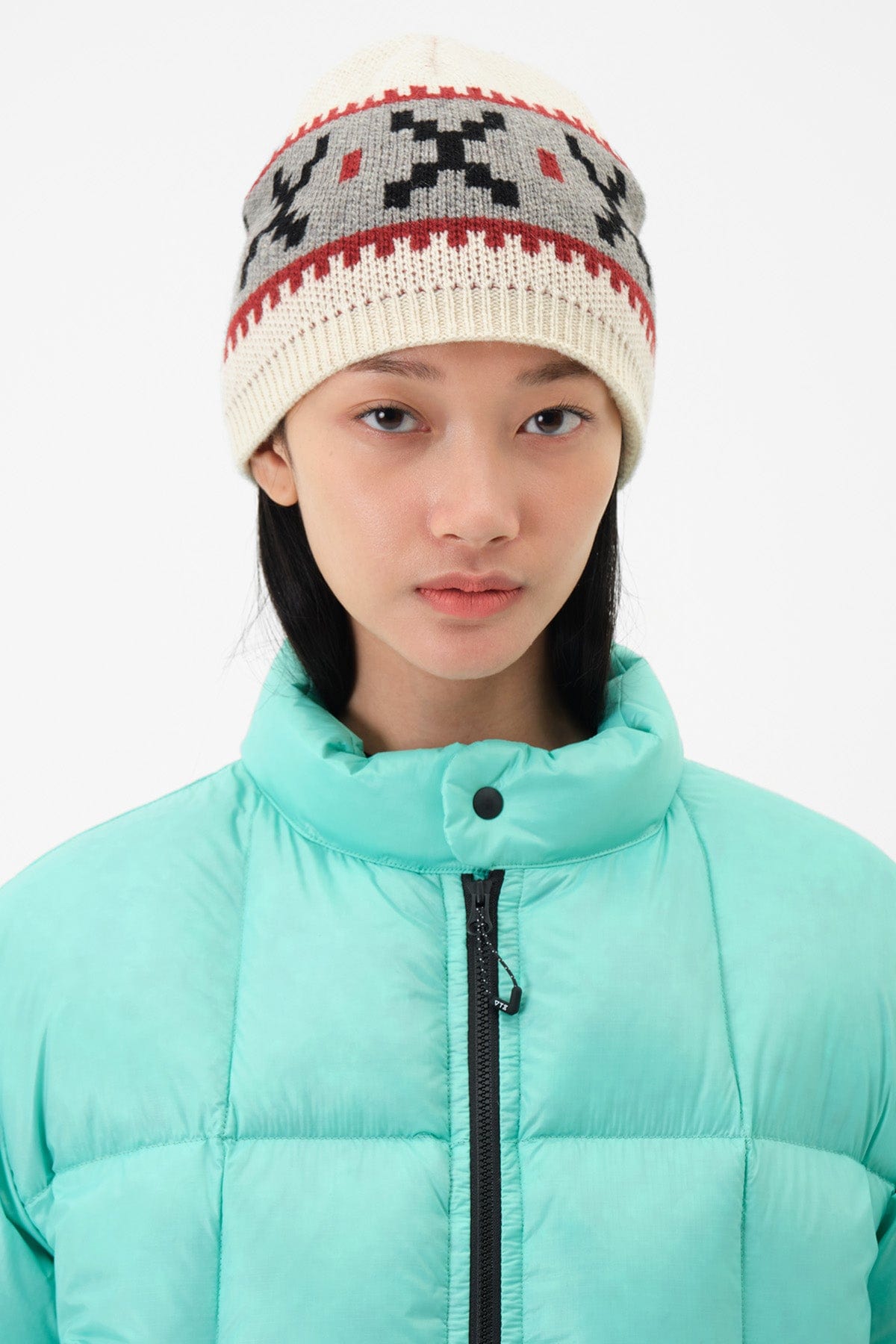 [INVITED] CROCHET BLOCK BEANIE IVORY