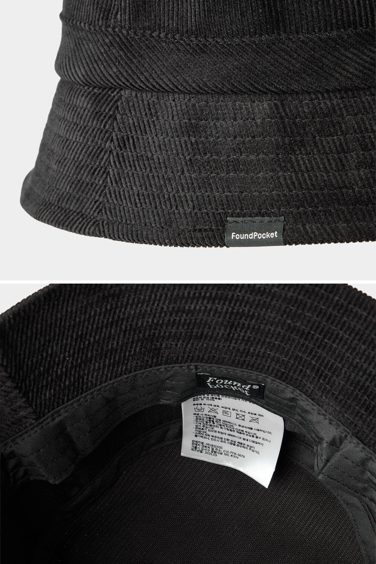VERT ONE-SIZE [FOUND POCKET] RIDGE CORDUROY BUCKET HAT LIGHT BLACK