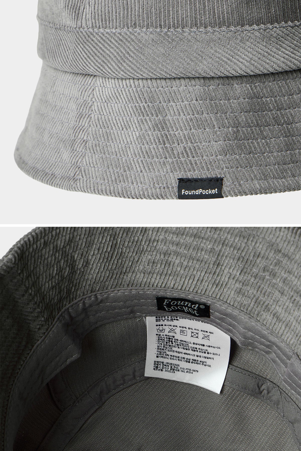 VERT ONE-SIZE [FOUND POCKET] RIDGE CORDUROY BUCKET HAT LIGHT GREY