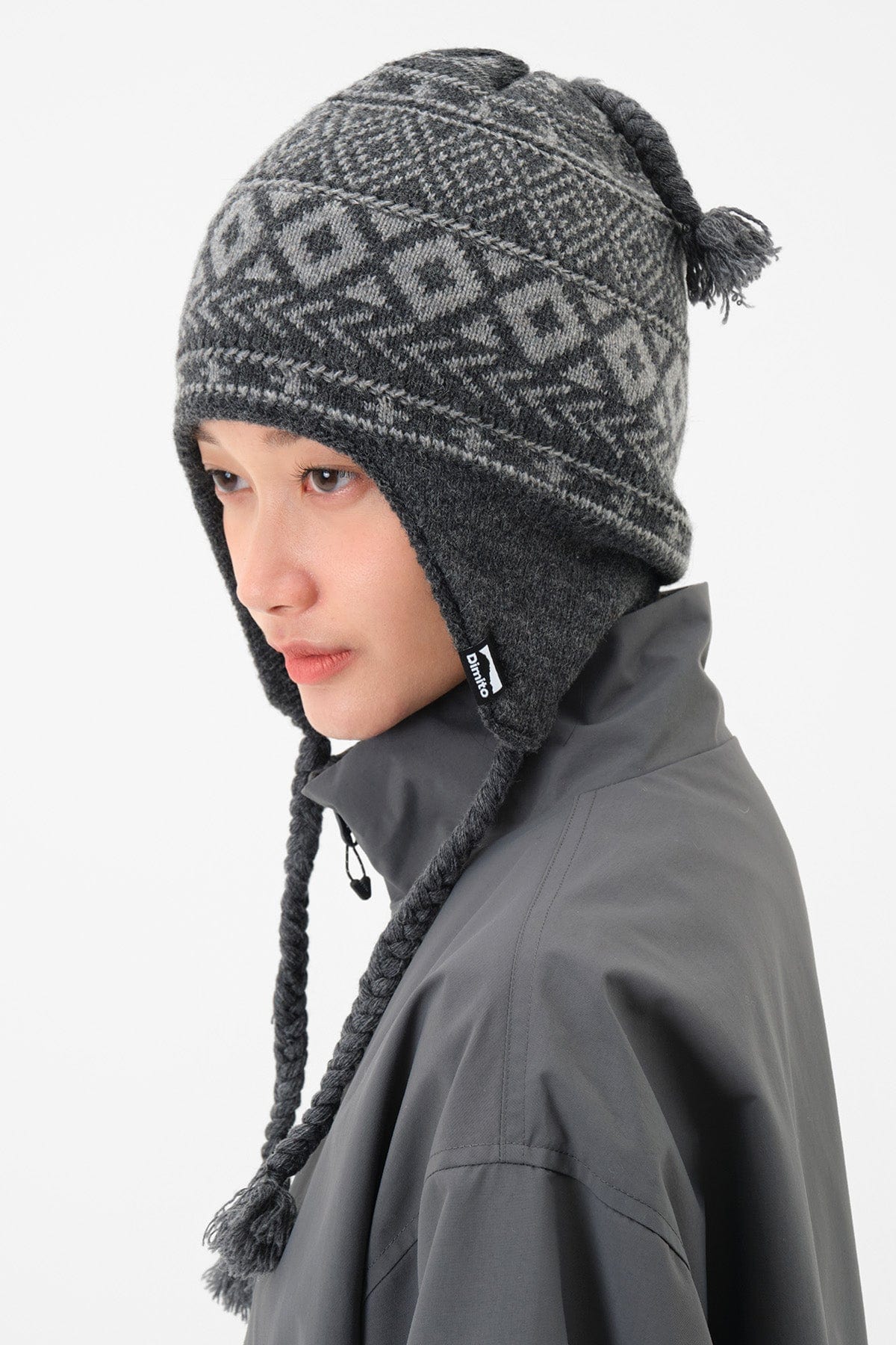 HAE EAR FLAP BEANIE CHARCOAL – DIMITO INTERNATIONAL