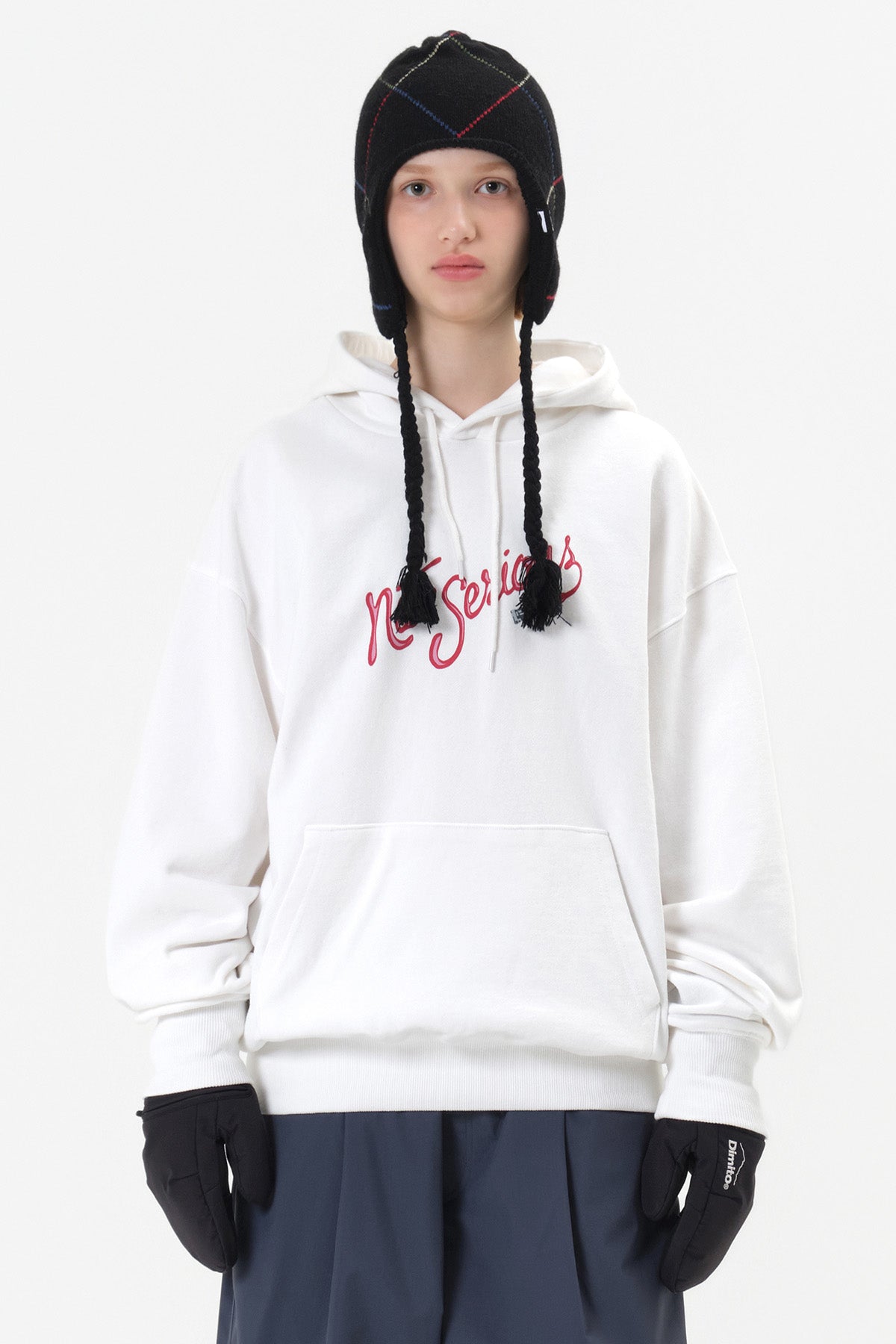 VERT ONE-SIZE LINED ARGYLE EAR FLAP BEANIE BLACK