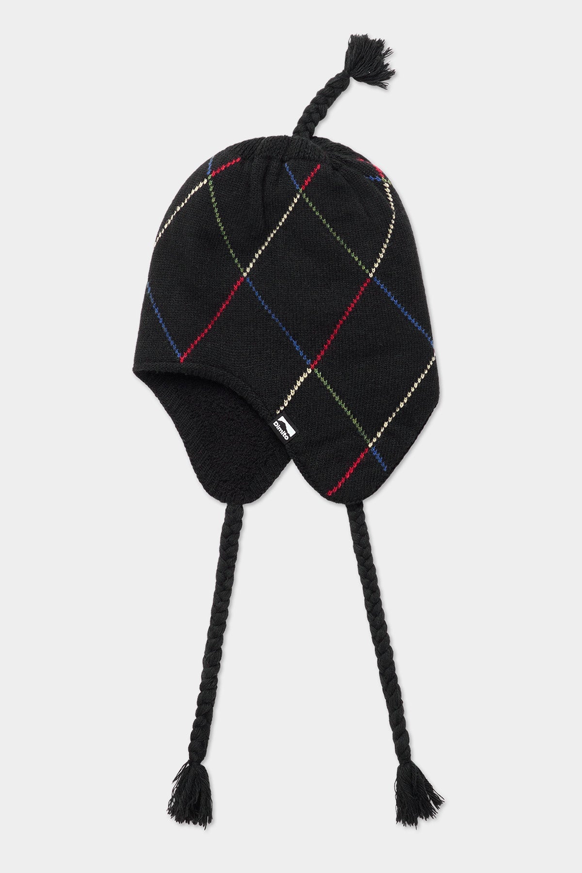 [INVITED] LINED ARGYLE EAR FLAP BEANIE BLACK
