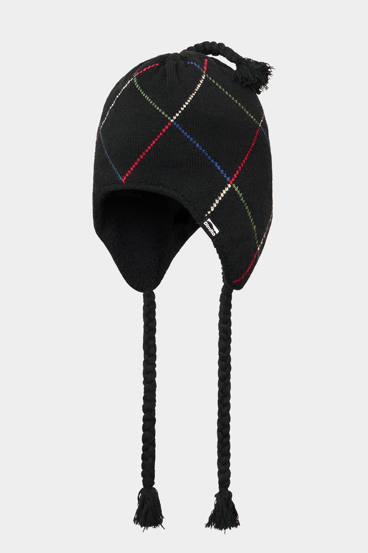 [PROMO] LINED ARGYLE EAR FLAP BEANIE BLACK