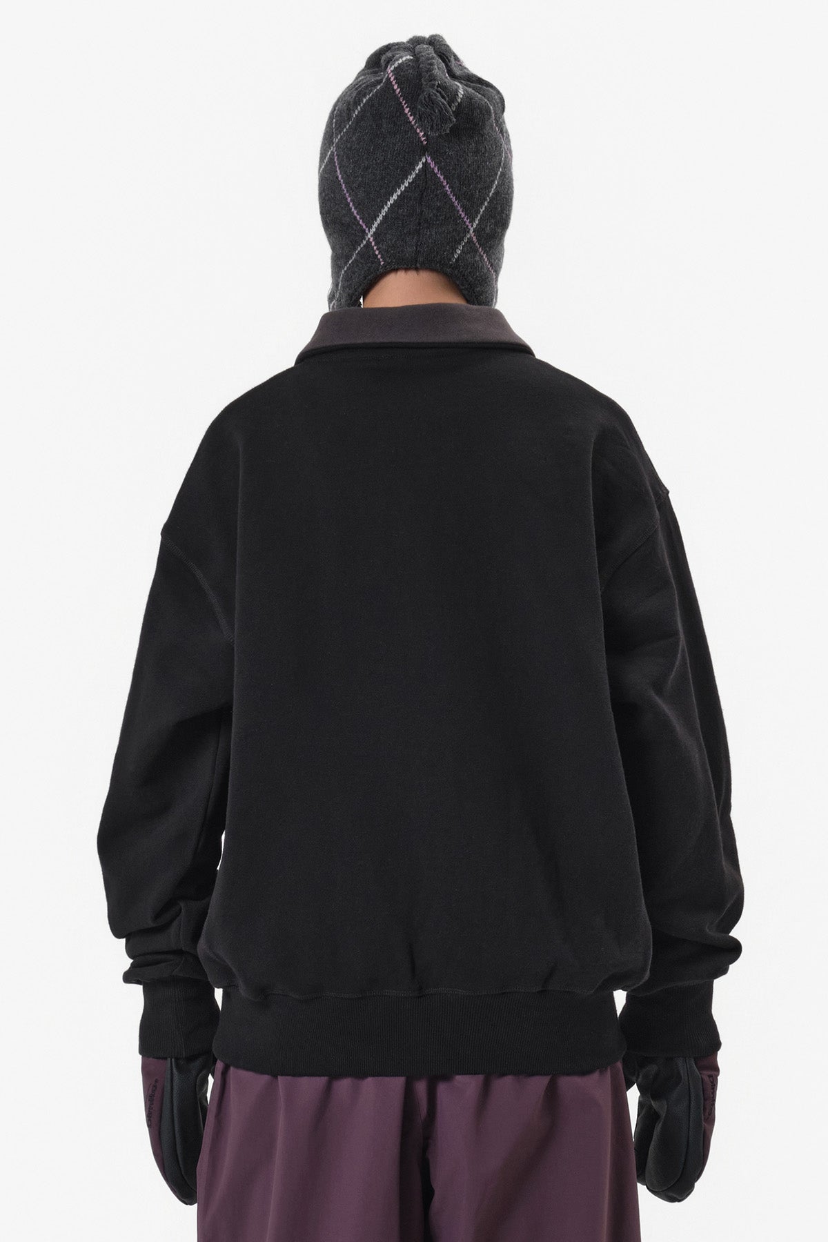 VERT ONE-SIZE LINED ARGYLE EAR FLAP BEANIE DEEP GREY