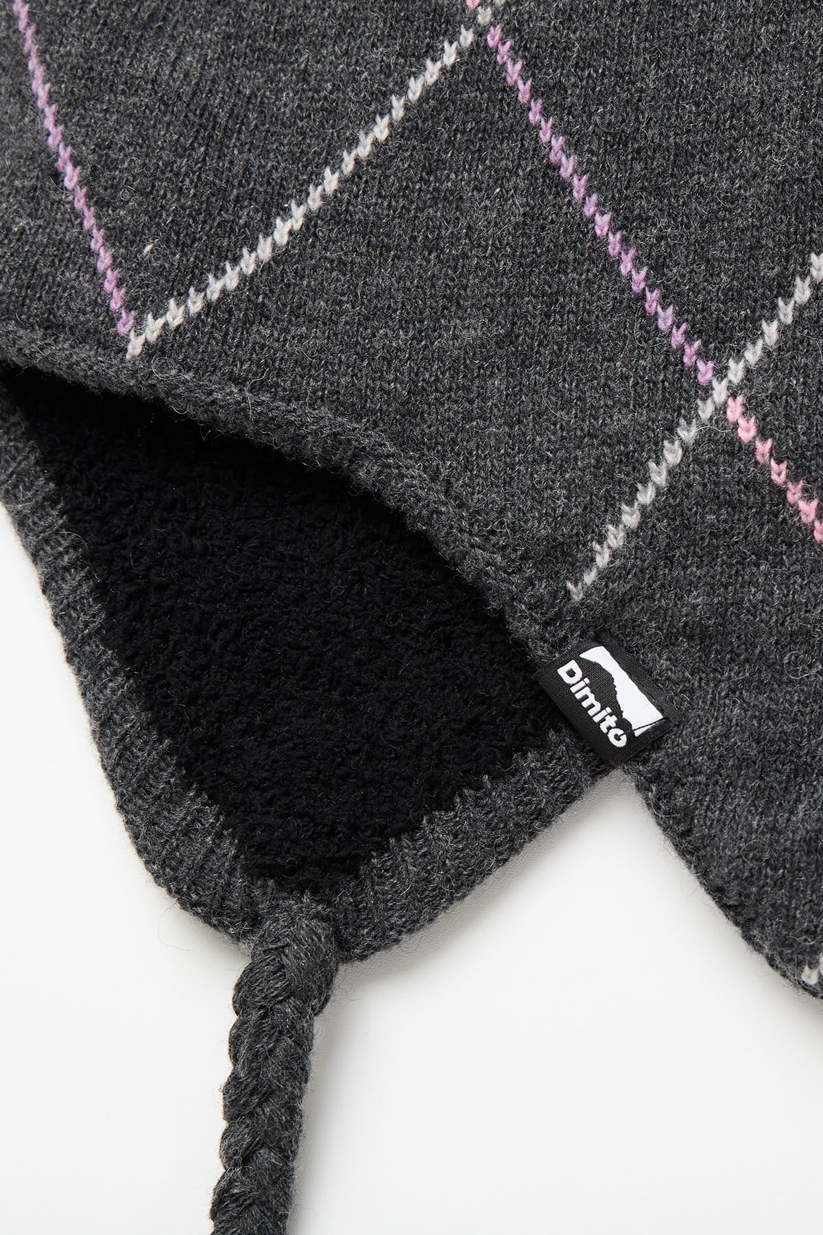 [INVITED] LINED ARGYLE EAR FLAP BEANIE DEEP GREY