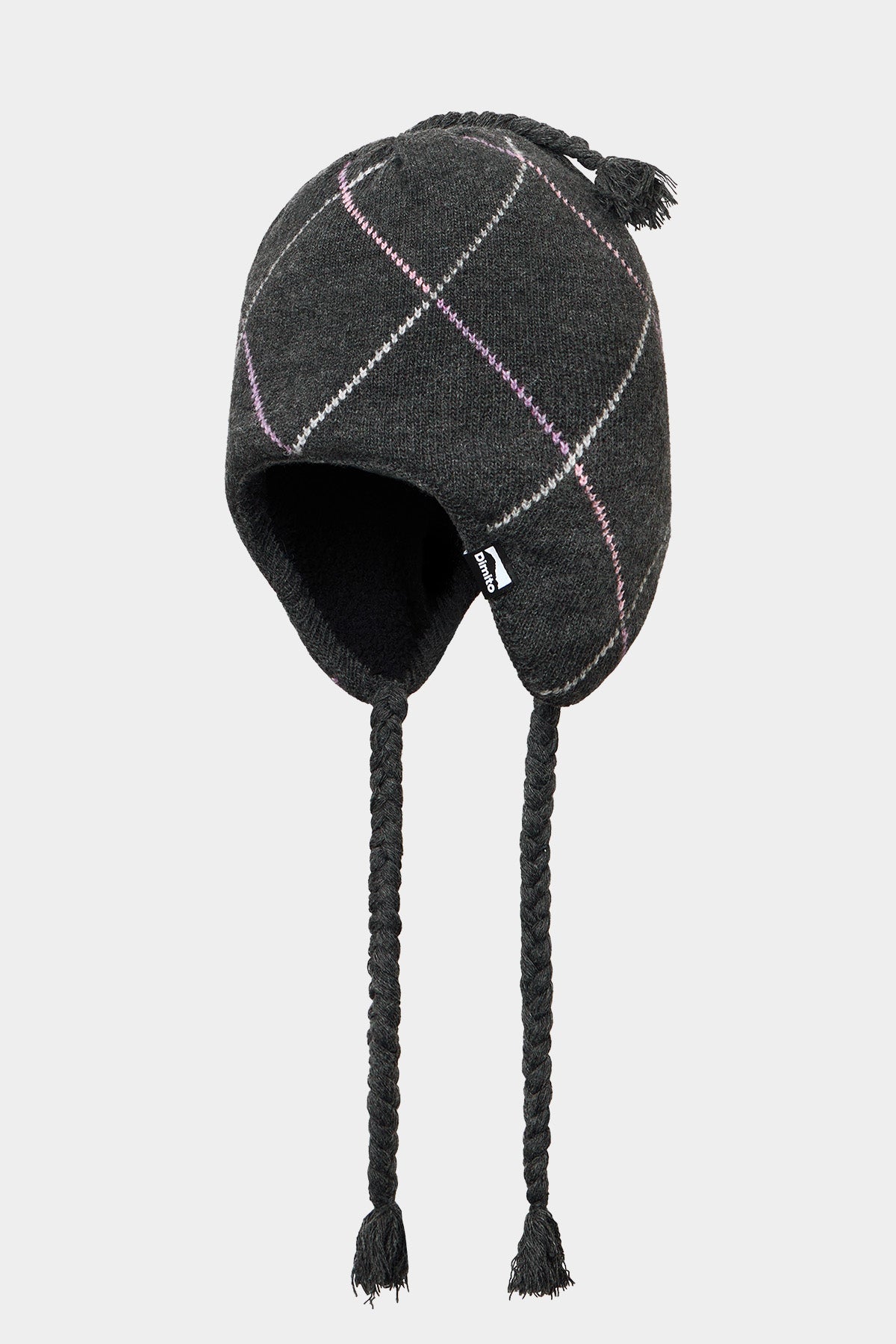 VERT ONE-SIZE LINED ARGYLE EAR FLAP BEANIE DEEP GREY