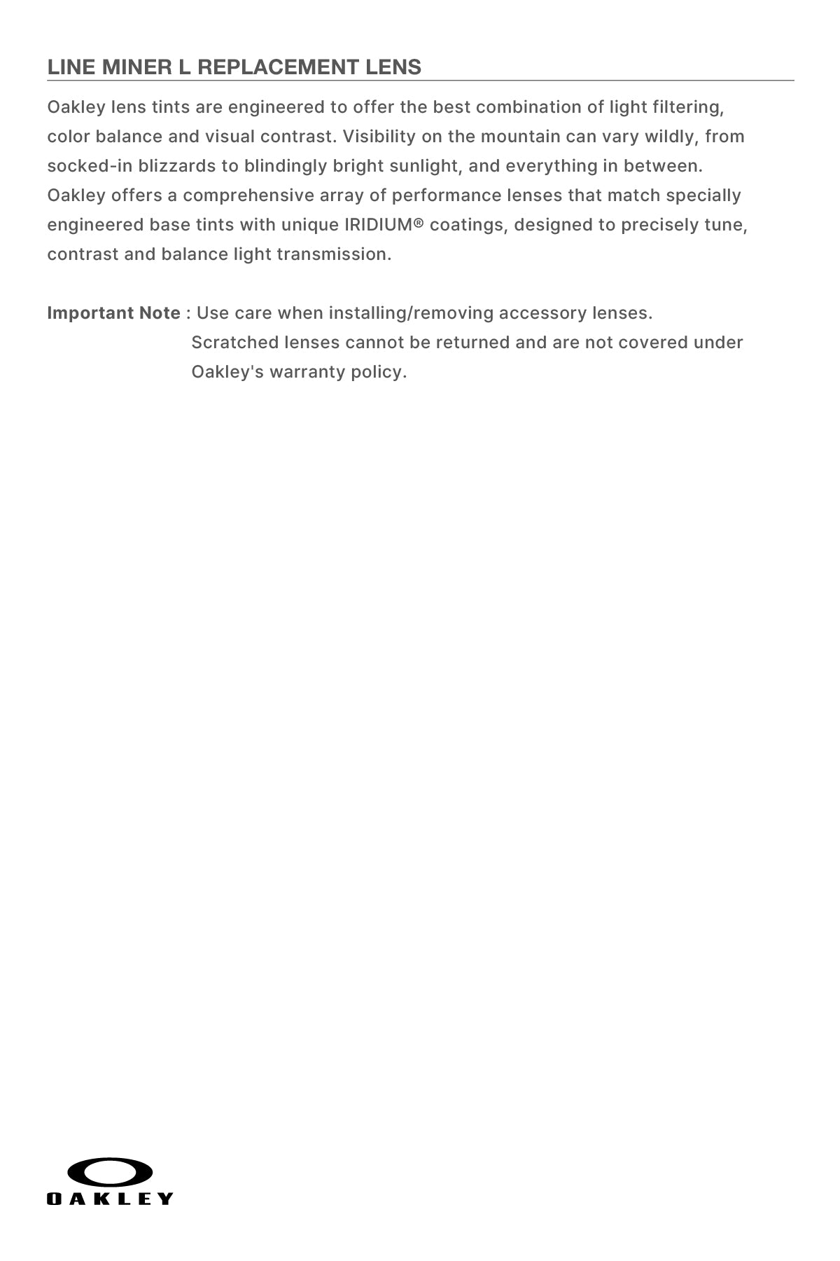 VERT ONE-SIZE [OAKLEY] LINE MINER L REP LENS CLEAR