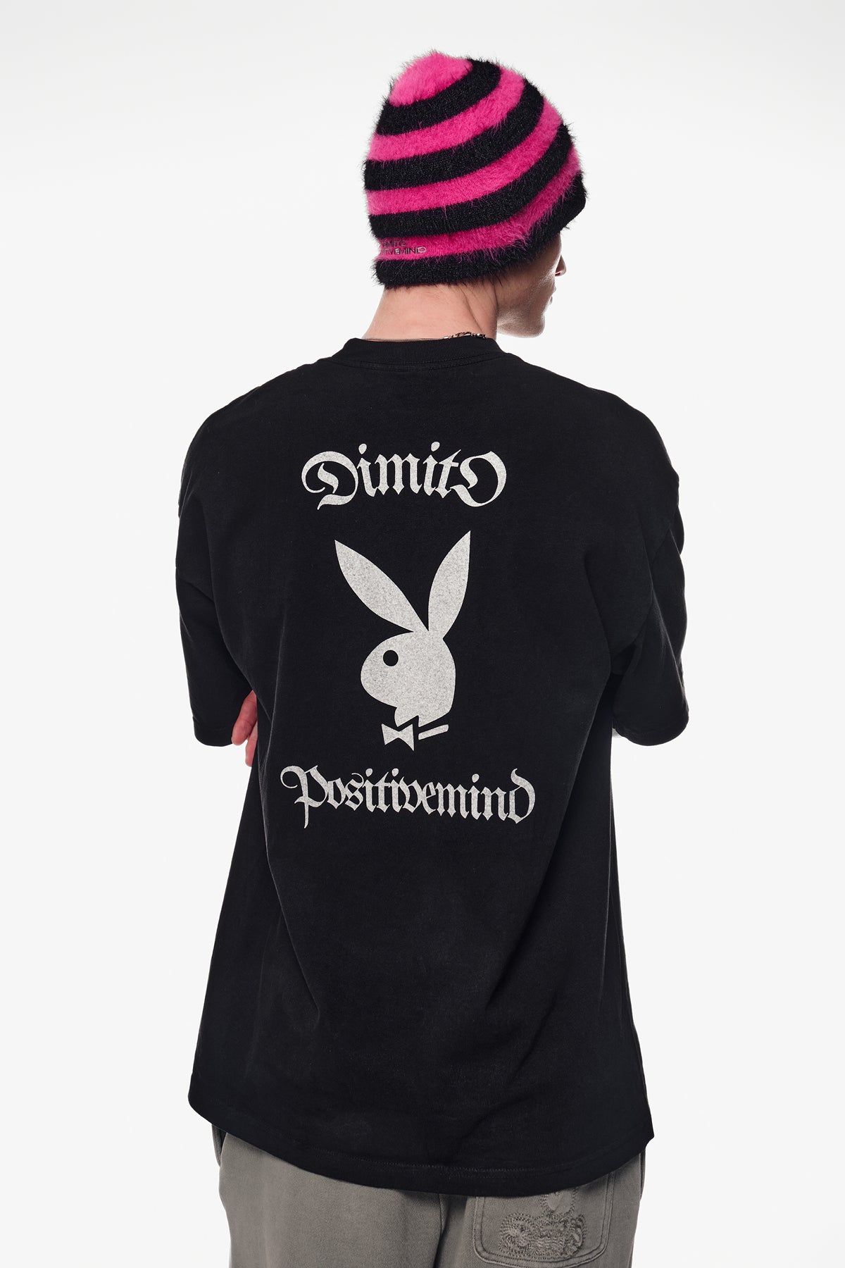 VERT ONE-SIZE [PLAYBOY x DIMITO] MOHAIR BEANIE STRIPE PINK