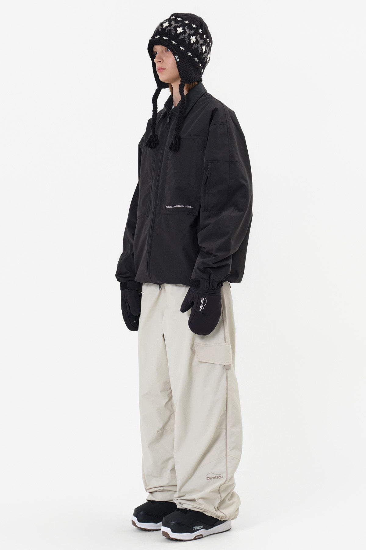 VERT ONE-SIZE SIMPLE CROCHET EAR FLAP BEANIE BLACK