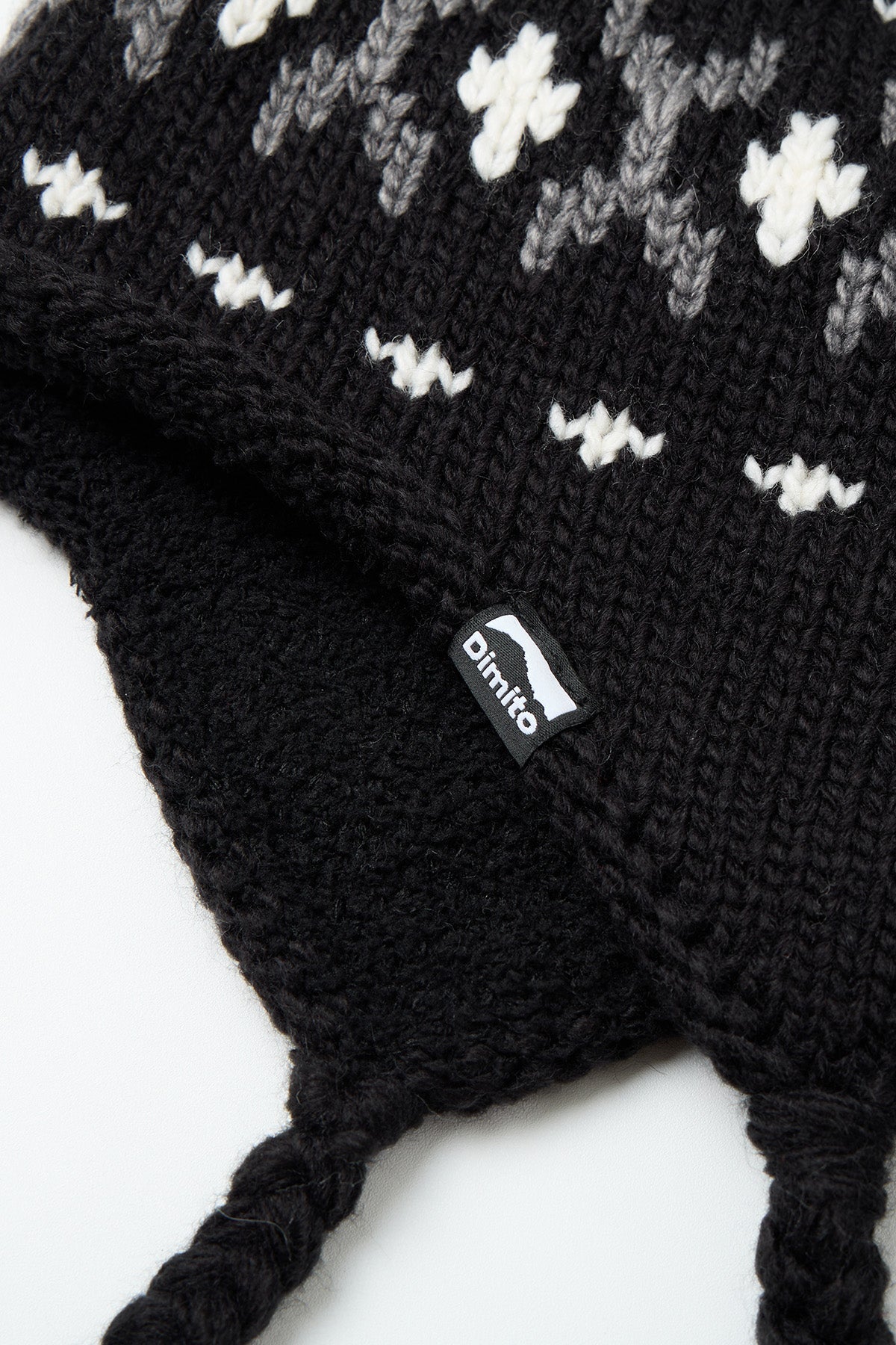 VERT ONE-SIZE SIMPLE CROCHET EAR FLAP BEANIE BLACK